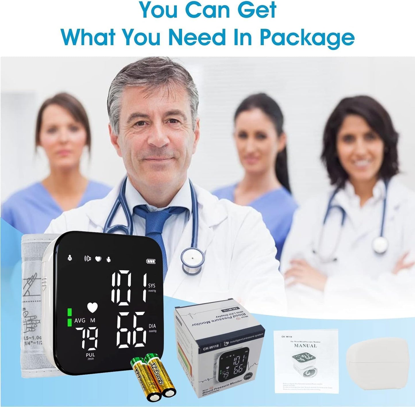Wrist Blood Pressure Monitor - Automatic Talking Digital Cuff with LED Display | Adjustable for Home Health Care