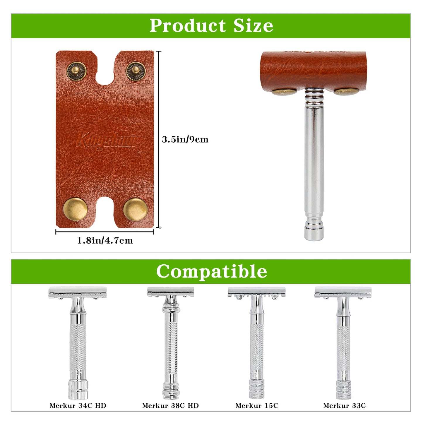 2 Pack Genuine Leather Safety Razor Protective Cover, Double Edge Razor Head Protecting Sheath, Blade Guard Shaving Travel Cover