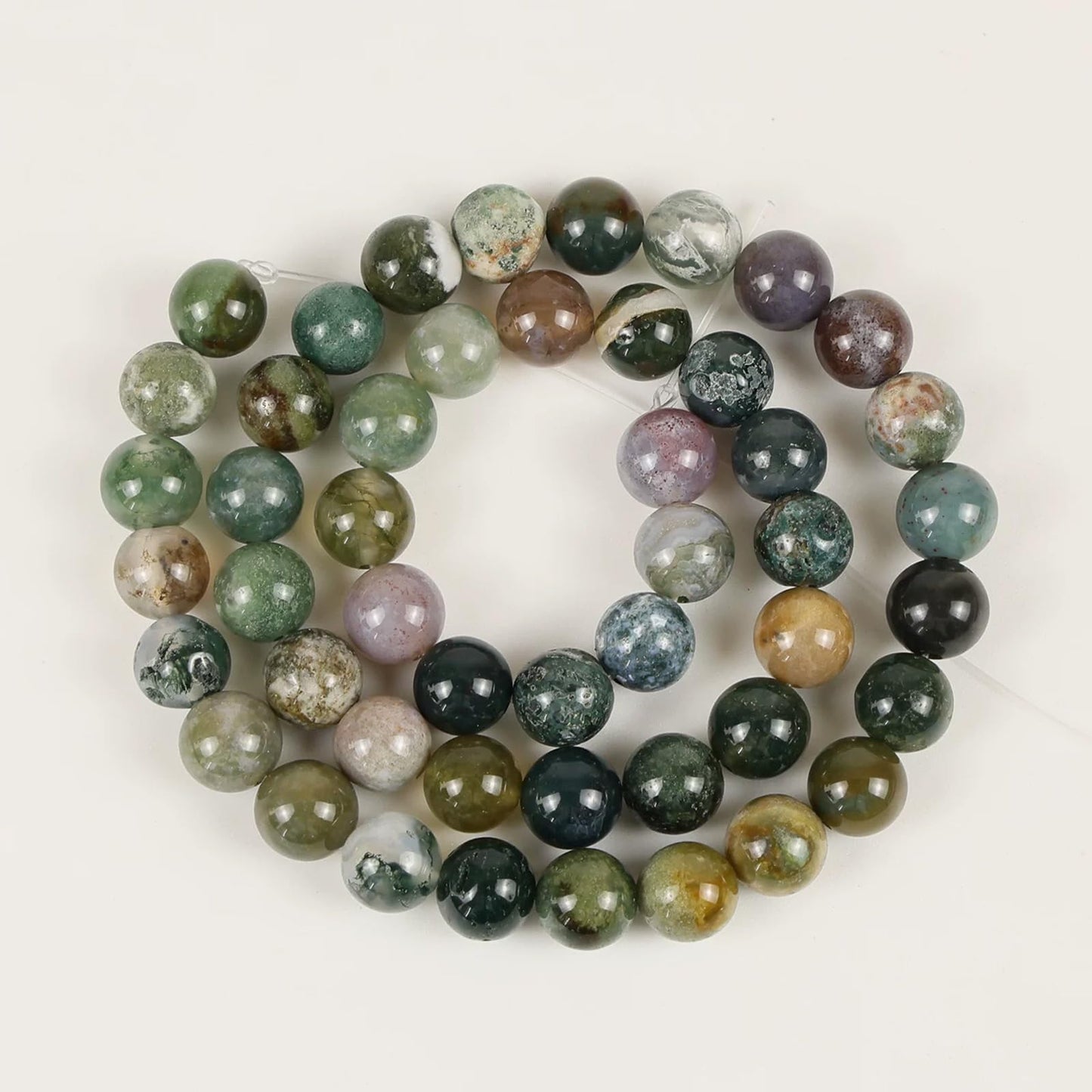 60Pcs Natural Indian Agate Beads, 6mm Round Gemstone Loose Beads Strand (15") for Jewelry Making, DIY Necklace & Bracelet Supplies