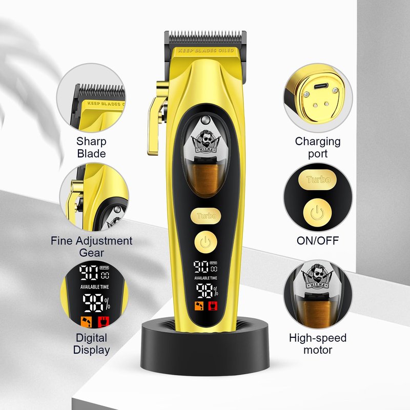 HIENA PRO Professional Cordless Hair Clippers for Men, Hair & Beard Trimmer Hair Cutting Kits, Adjustable DLC Blade Barber Clipper, Gift for Men