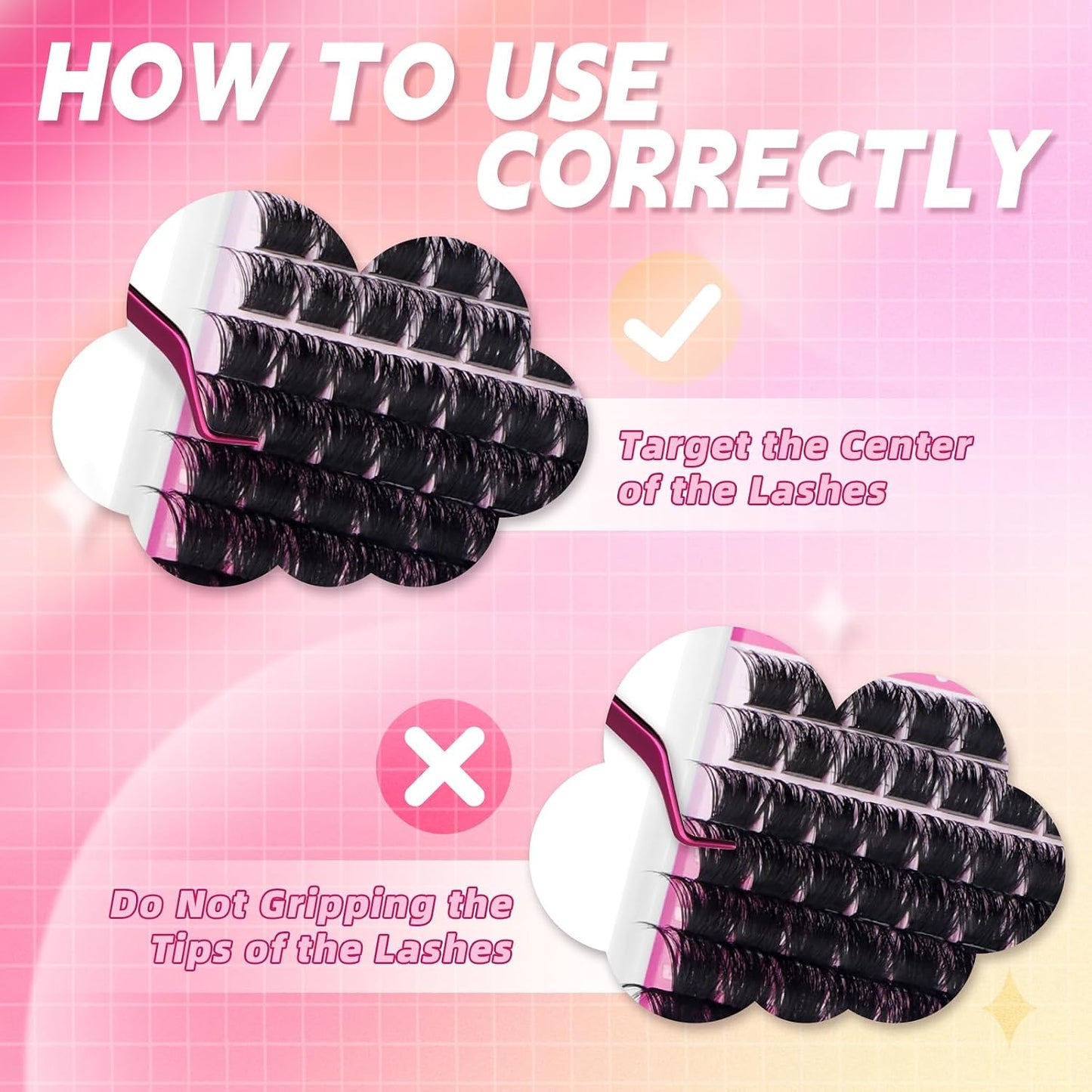 Cluster Lashes - D Curl Wispy Individual Eyelash Extensions for Natural Look | Reusable Fluffy DIY Kit (12-18mm Mix)