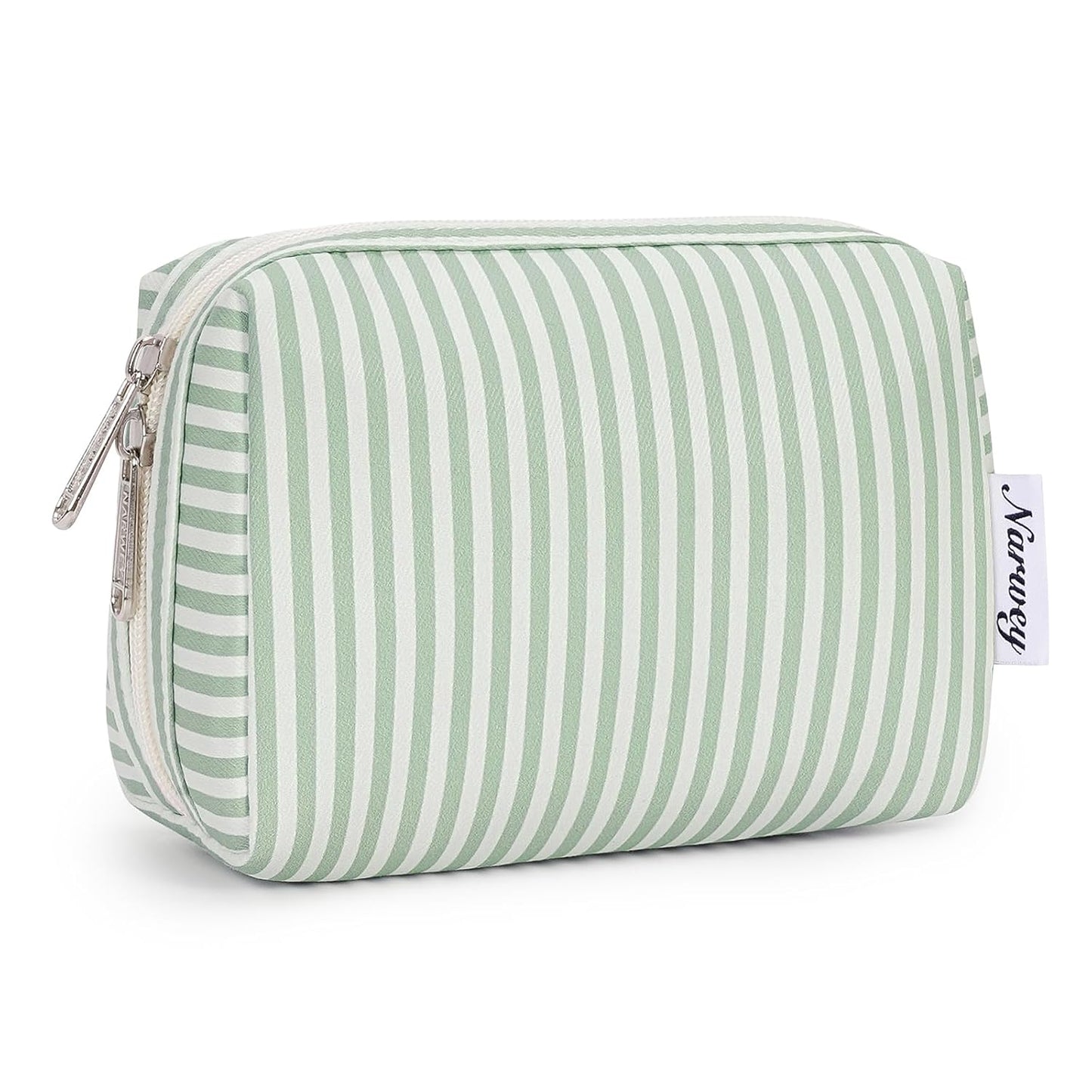 Checkered Makeup Bag - Travel Cosmetic Organizer with Compartments | Large Sky Blue Checkerboard