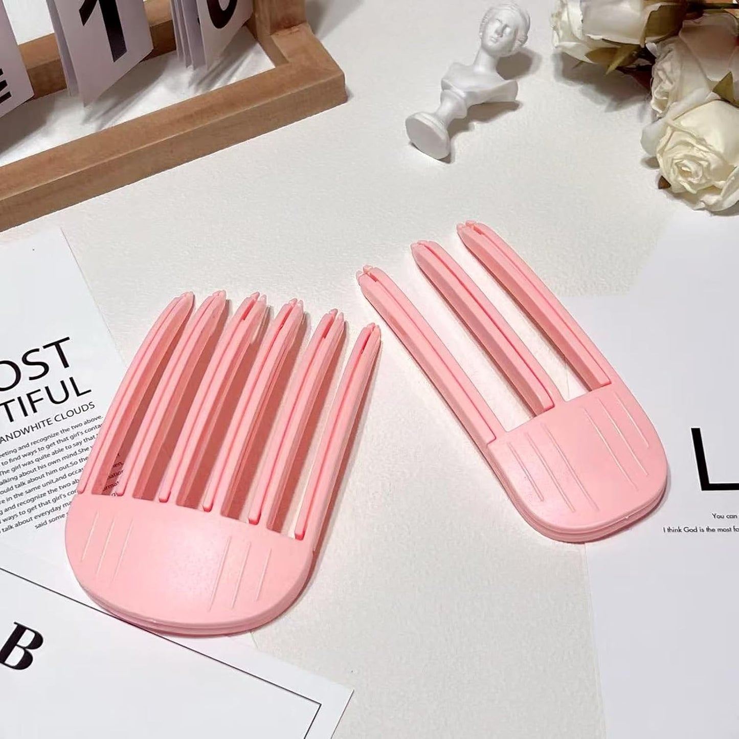Volumizing Hair Clips for Women - No Crease Root Lifting Tool for Natural Puffy Styles | 2 Pcs, Pink
