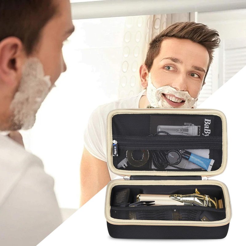 worfty Case for BaBylissPRO FXONE/FX+ Professional Cord/Cordless Hair Clipper - Hard Protective Travel Carrying Storage Organizer Bag (Black & Golden)