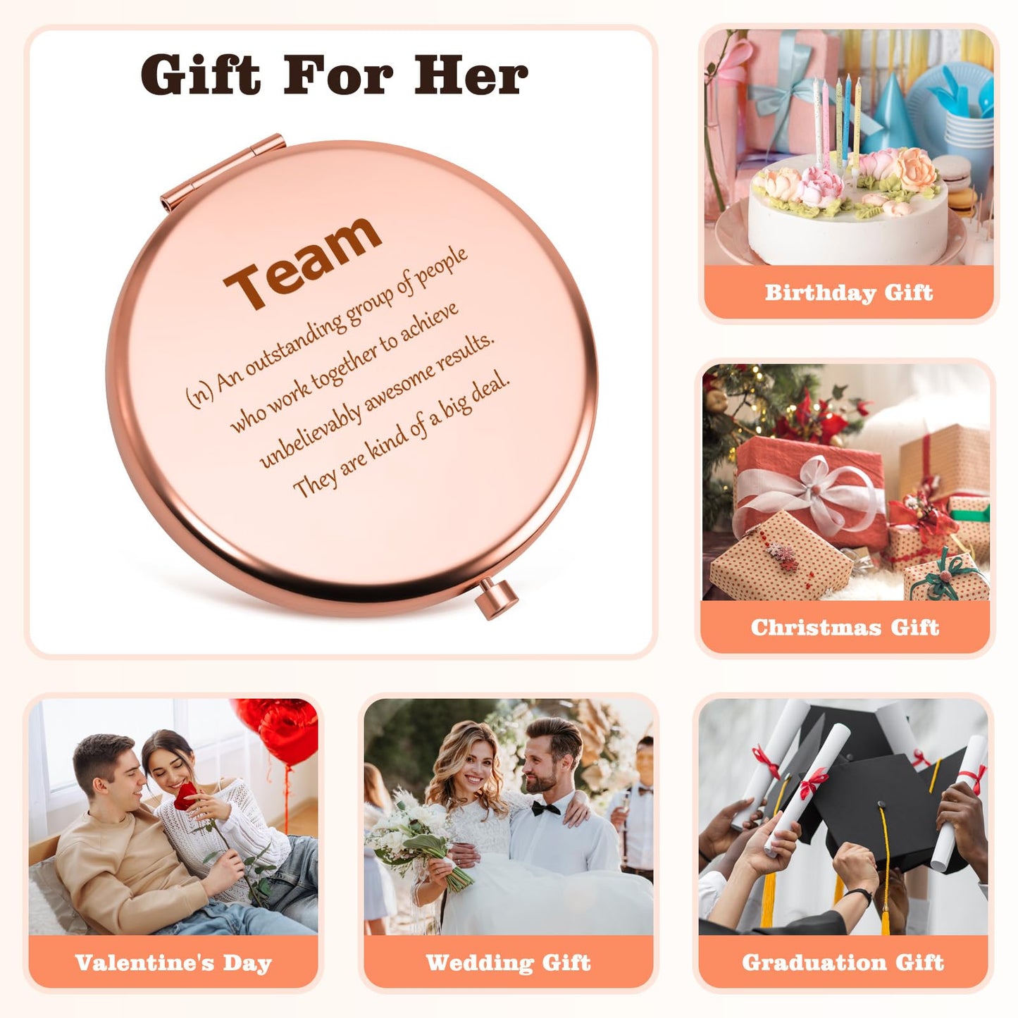 Best Team Ever Gift Compact Mirror Team Appreciation Gifts for Coworkers Employee Appreciation Gifts Christmas Team Gift for Team Staff Volunteer Coworkers Teamwork Presents Folding Makeup Mirror