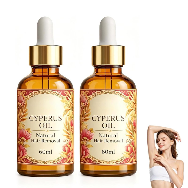 Renovia Cyperus Rotundus Oil - Hair Removal & Skin Serum | Moisturizing Peppermint Formula for All Skin Types (2 Bottles)