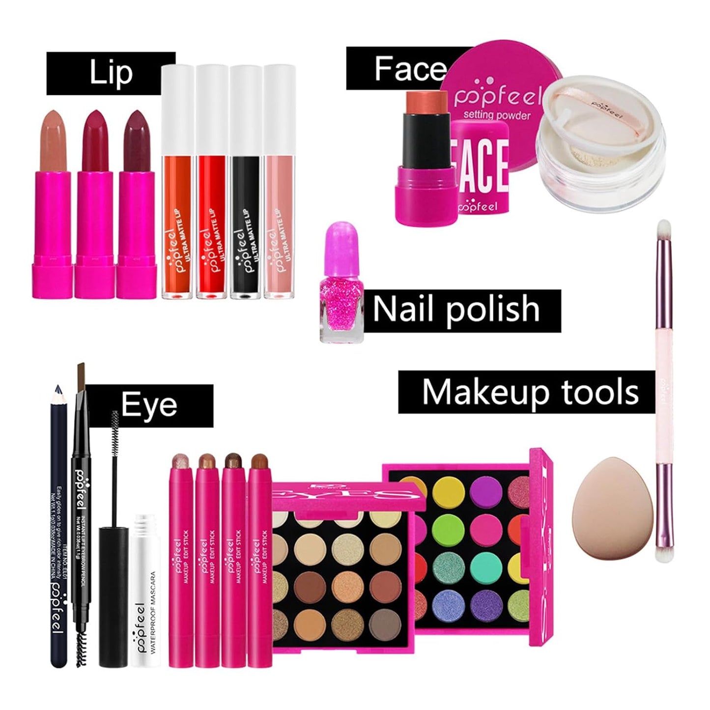 Holiday Makeup Gift Set - Complete Kit for Women & Teens | Includes Eyeshadow Palette, Lipstick, Blush, Concealer, Face Powder, Mascara, Lip Gloss