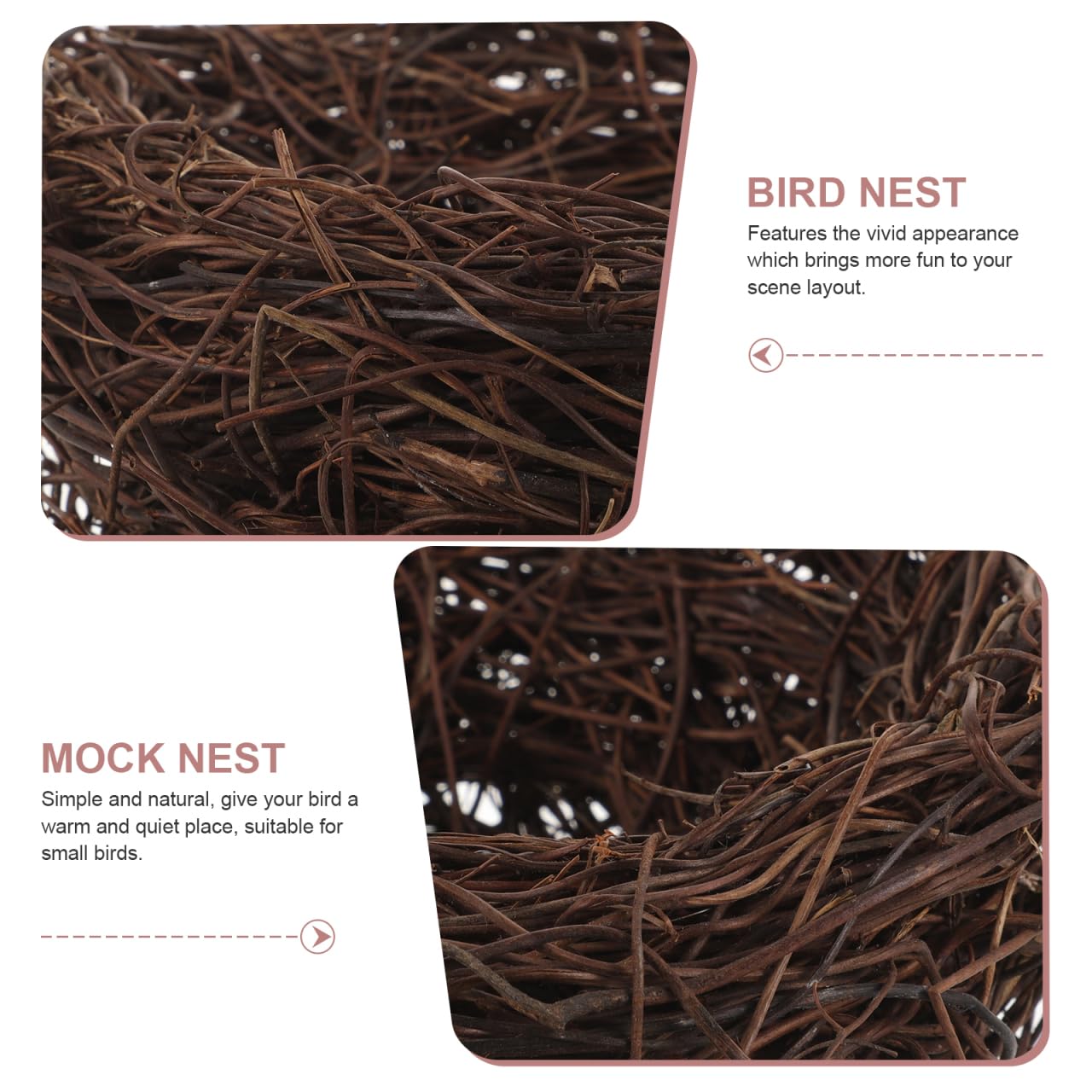 POPETPOP Artificial Rattan Bird Nest 5.9In – Hand-Woven Easter Table Accent for Rustic Wedding & Garden Decor, Country Style Craft Prop