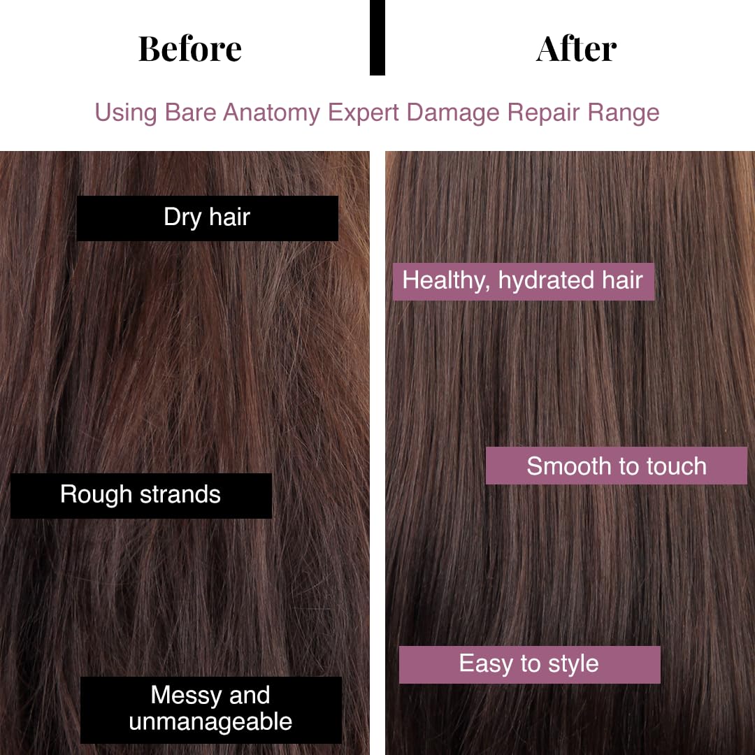 Bare Anatomy Ultra Smoothing Hair Shampoo | Restores Smoothing & Texture by 27% | Dry & Frizzy Hair | Paraben & Sulfate Free | For Women & Men | 250ml