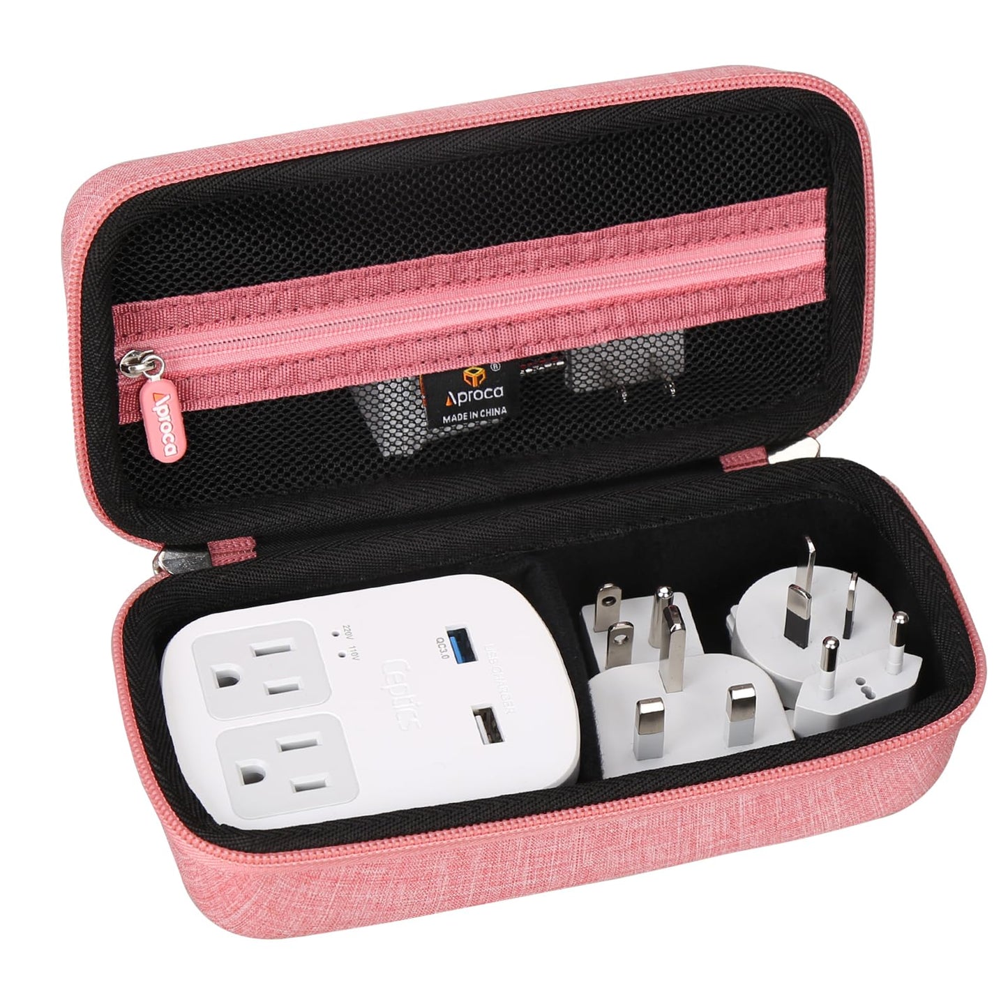 Aproca Red Hard Travel Storage Protective Case, for Ceptics World Travel Adapter Kit