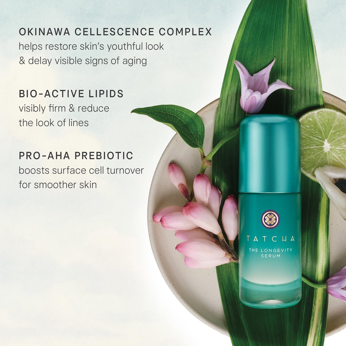 TATCHA The Longevity Serum | Skin Strengthening Treatment | Delays Visible Signs of Aging & Boost Cellular Resilience with Okinawa Cellescence Complex, Bio-Active Lipids, and Pro-AHA Prebiotic