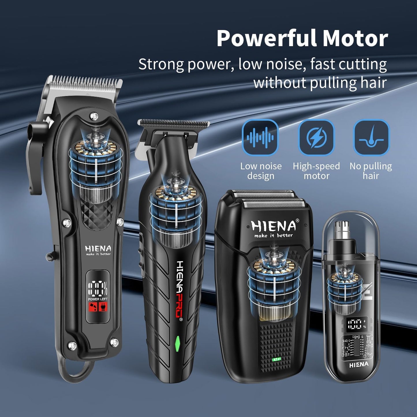 Professional Hair Clipper Set for Men - Cordless Barber Clippers & Trimmer Kit | Electric Beard & Nose Trimmer, Grooming Tools