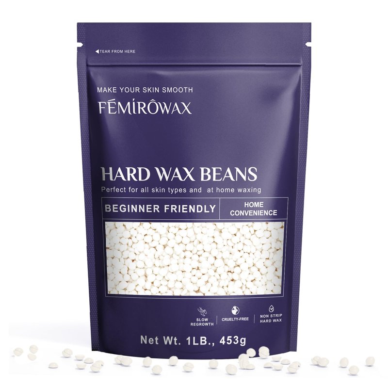 FEMIROWAX Wax Beads, 1lb Hard Wax Beans for Hair Removal Sensitive Skin with Unscented Formula Waxing Beads for Full Body Brazilian Bikini Face Eyebrow at Home Wax Refill for Women Men