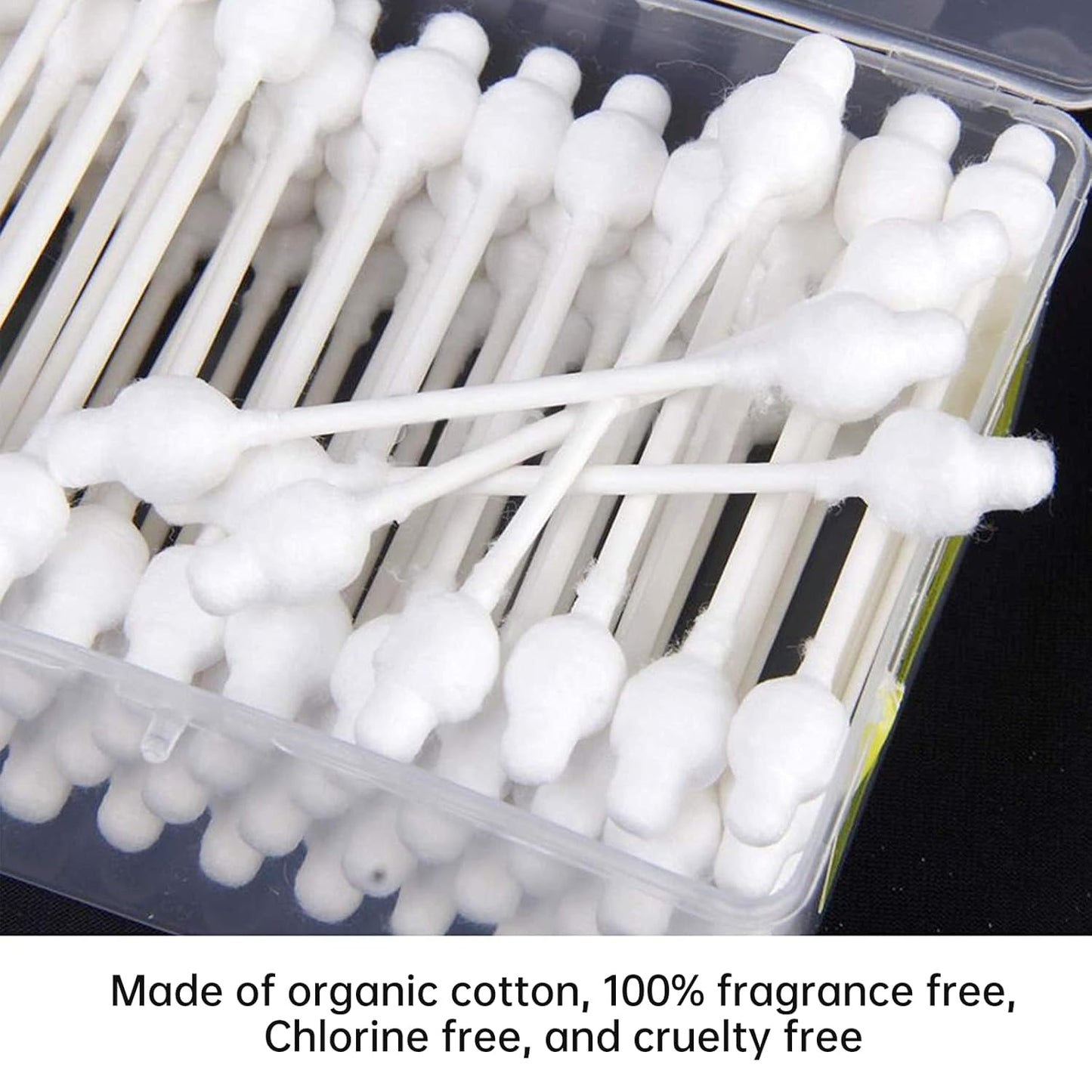 Organic Baby Cotton Swabs - Chlorine-Free & Biodegradable Q-tips | Hypoallergenic, Gentle for Newborns (220 Total)