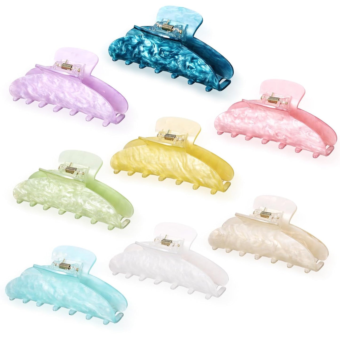 Large Acrylic Hair Claw Clips for Women - 8 Pcs Non-Slip Strong Hold | French Turquoise Color