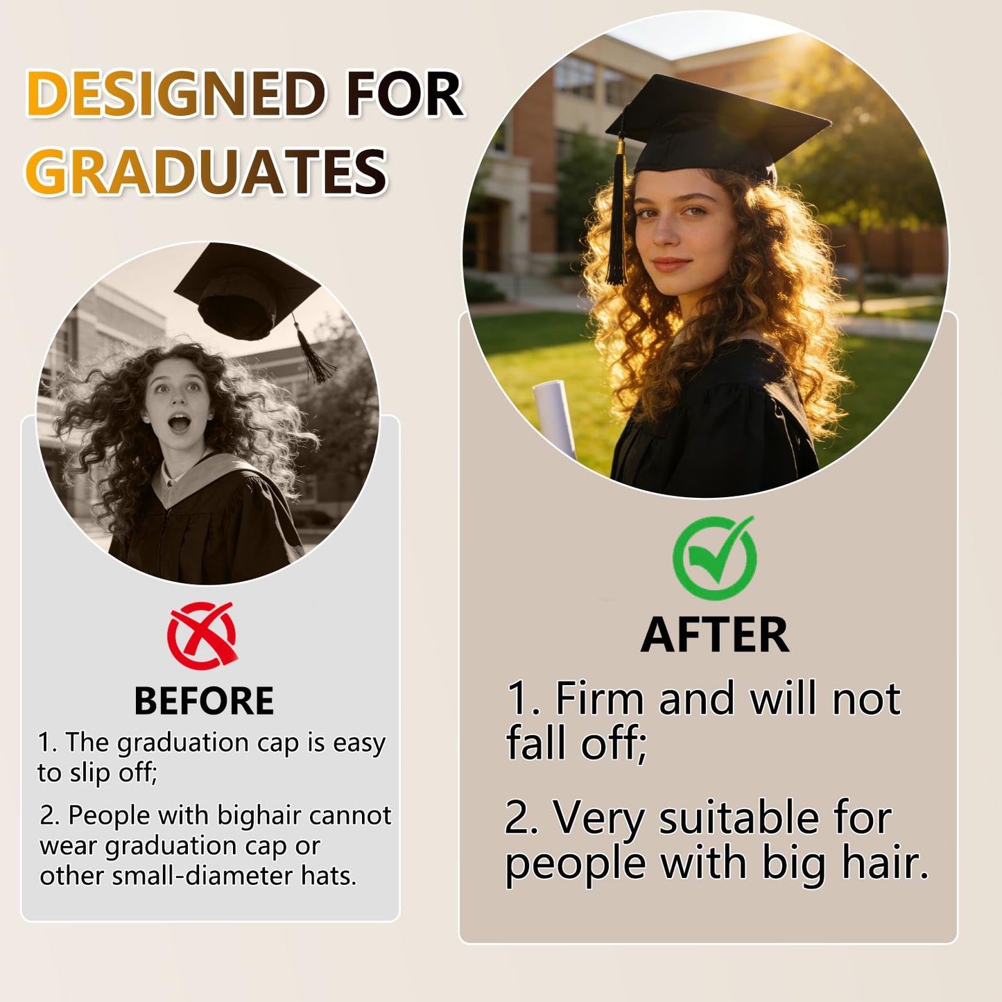 ZEYER Graduation Cap Headband for Women, Firm Anti-fall HairBand for Graduation Hat, Hat Accessories for Graduates, Students Ideal For Graduation Ceremonies