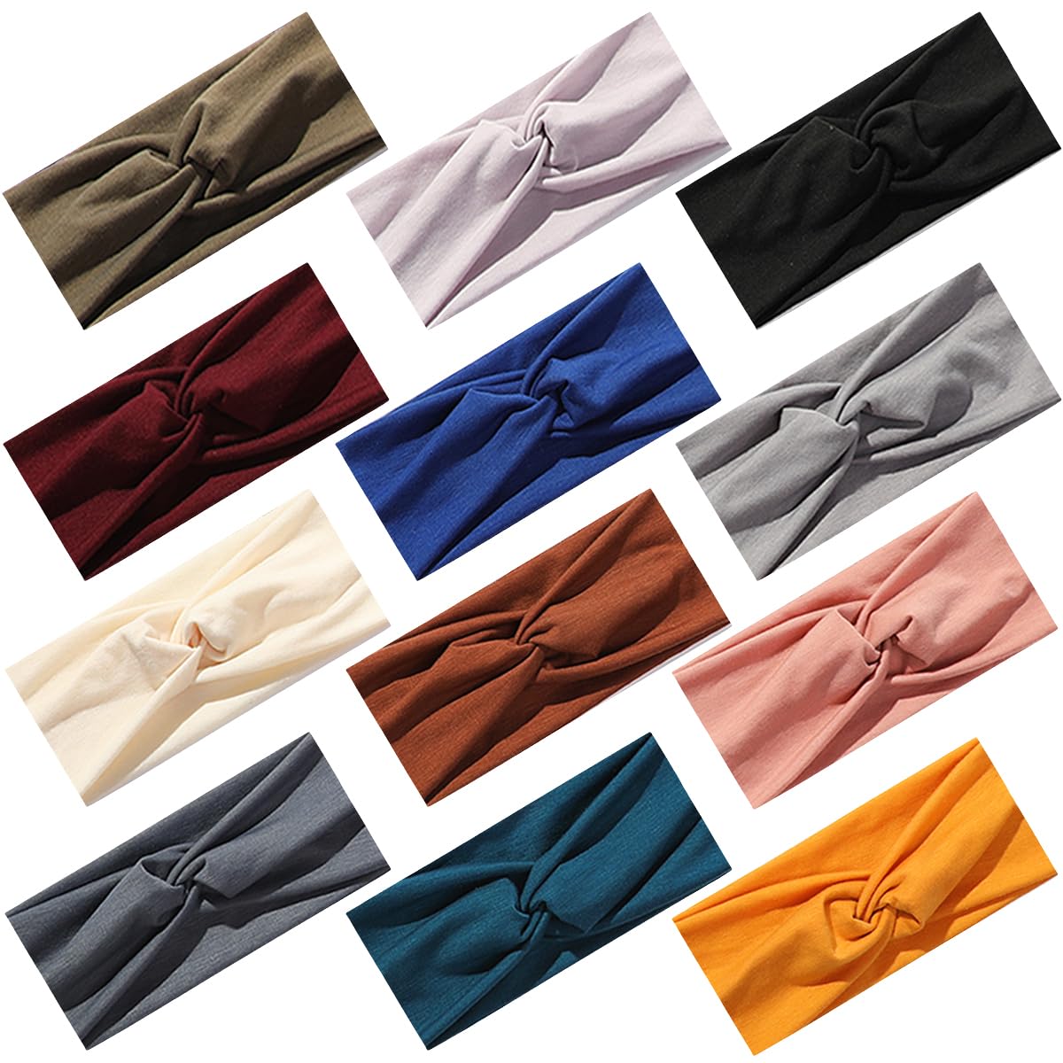 Boho Headbands for Women - 12 Pack Soft Yoga Elastic Hair Bands | Non-Slip Breathable for Workout & Running
