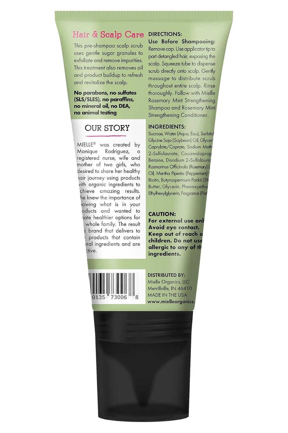 Mielle Organics Rosemary & Mint Scalp Scrub - Gentle Exfoliating Pre-Shampoo Treatment for Dry Scalp | Biotin-Infused, 6 Fl Oz