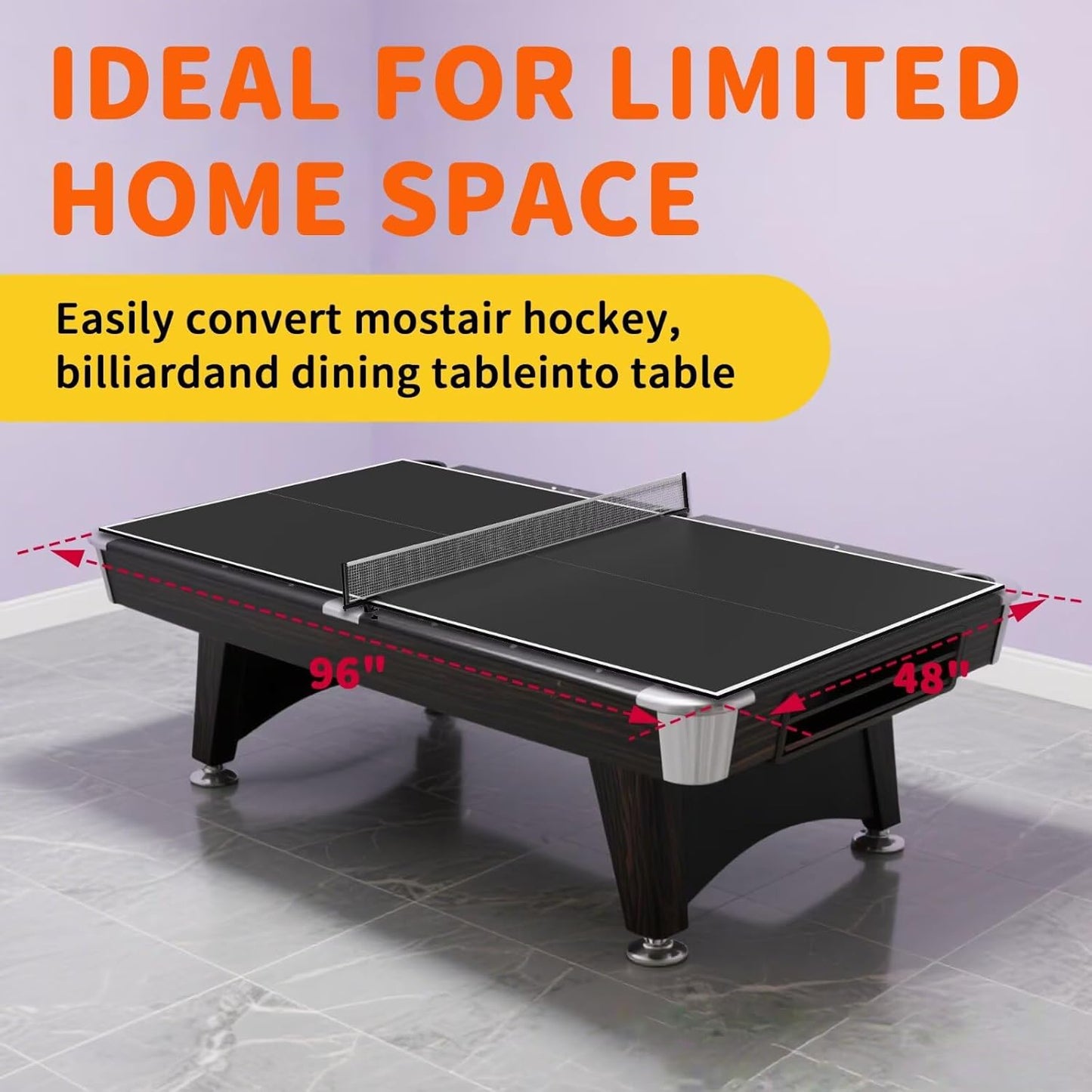 Ping Pong Table Topper - 8x4 FT Foldable Table Tennis Conversion Top with Net & Foam Padding | Ideal for Family Game Rooms