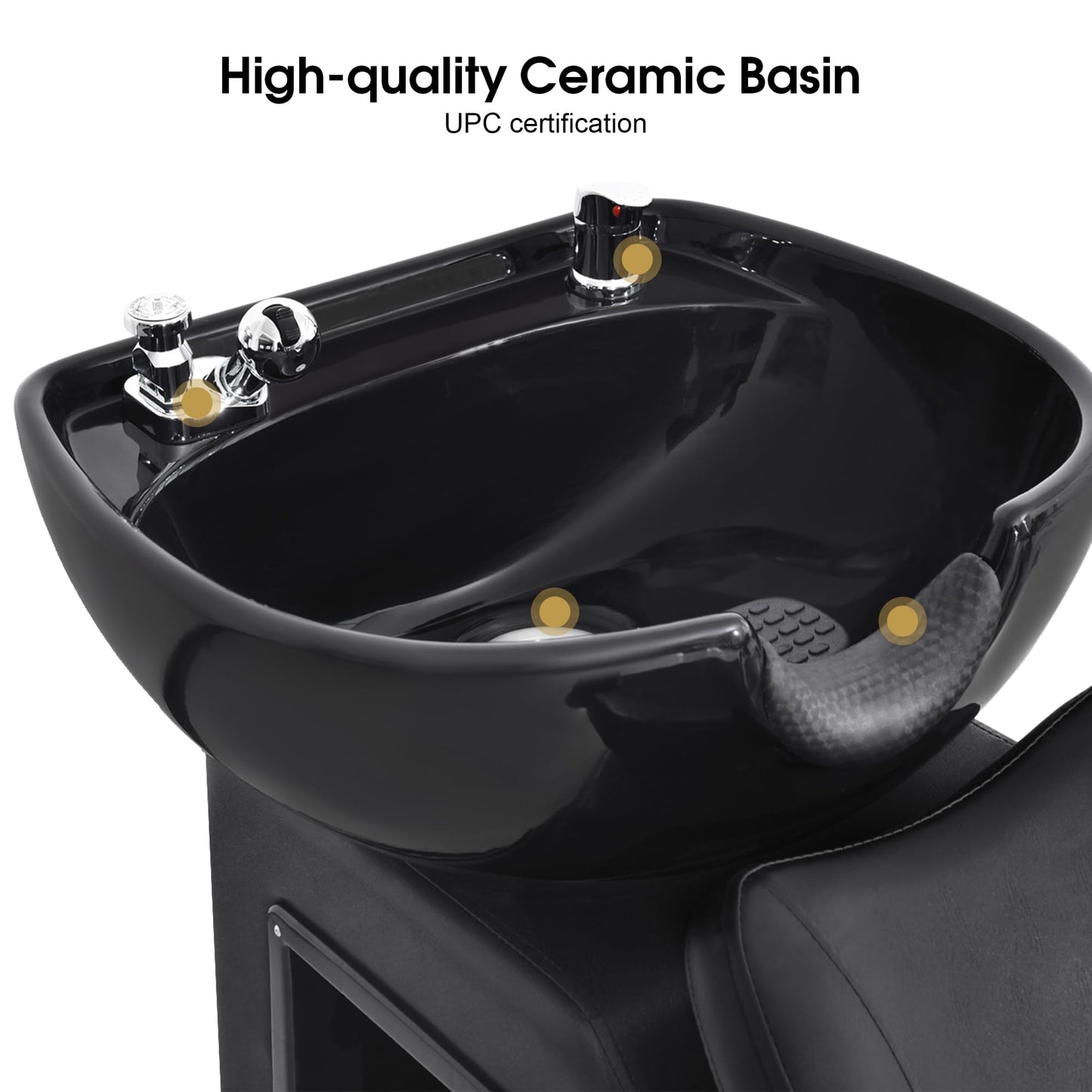 BarberPub Ceramic Bowl Shampoo Chair and Bowl Set, Backwash Shampoo Station Chair for Beauty Salon Spa, Home Salon, Barbershop 9020