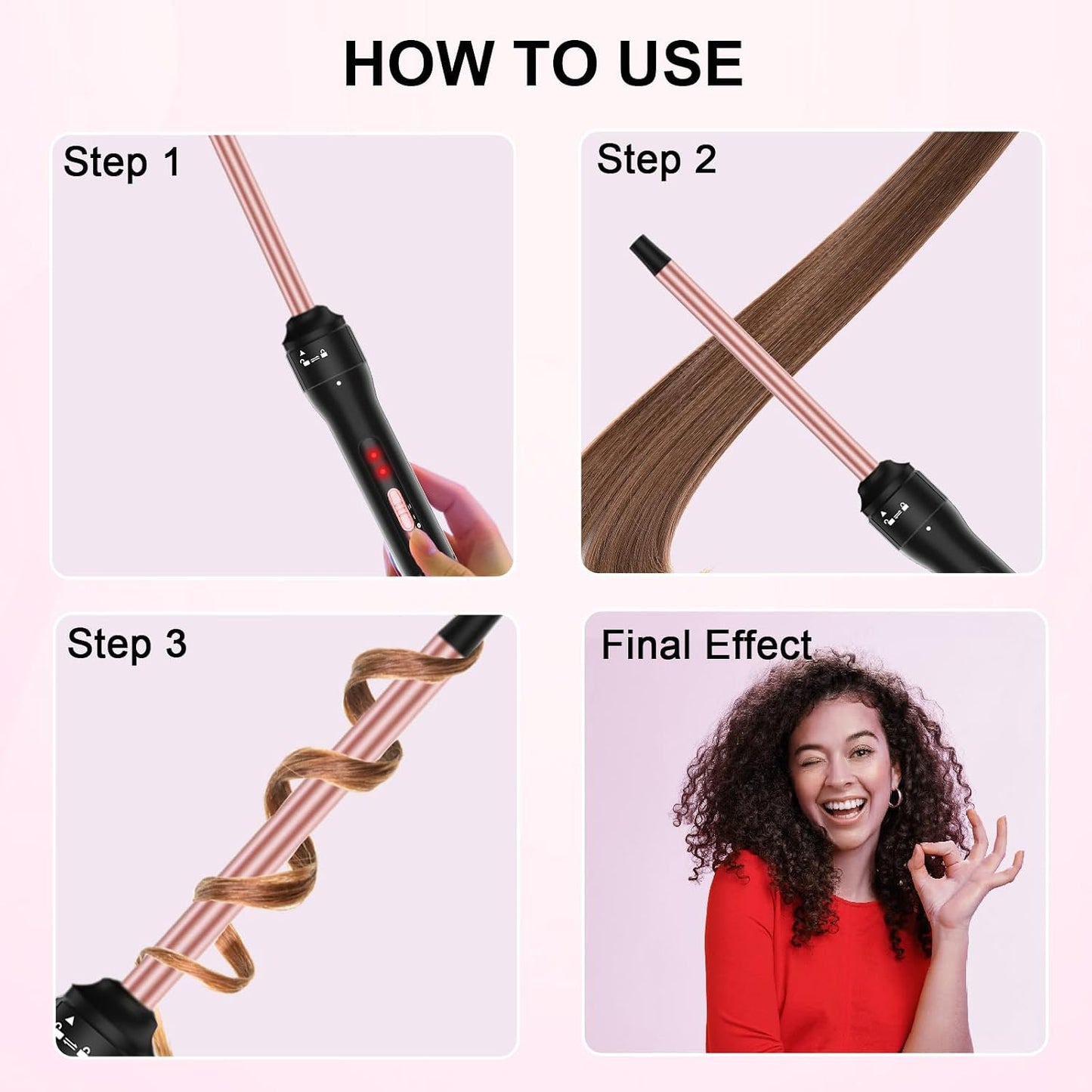 Professional 1/2 Inch Curling Iron - Ceramic Tiny Curling Wand for Short & Long Hair | 2 Temperature Settings, Includes Heat Protective Glove