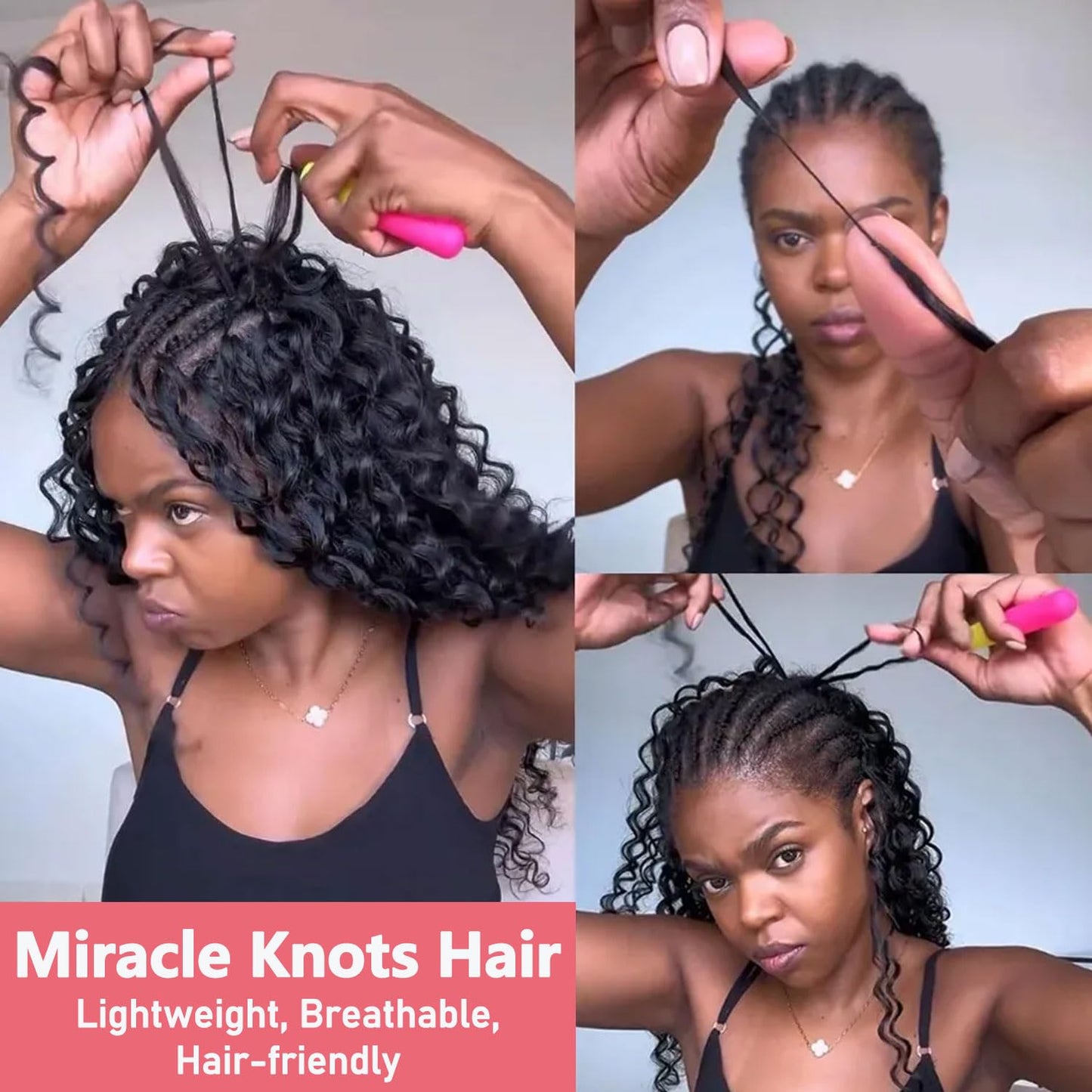 Crochet Hair for Black Women Pre-Separated Human Crochet Hair Water Wave Crochet Human Hair Extensions Curly Feather Crochet Human Hair (#1B-50g, 18 Inch)