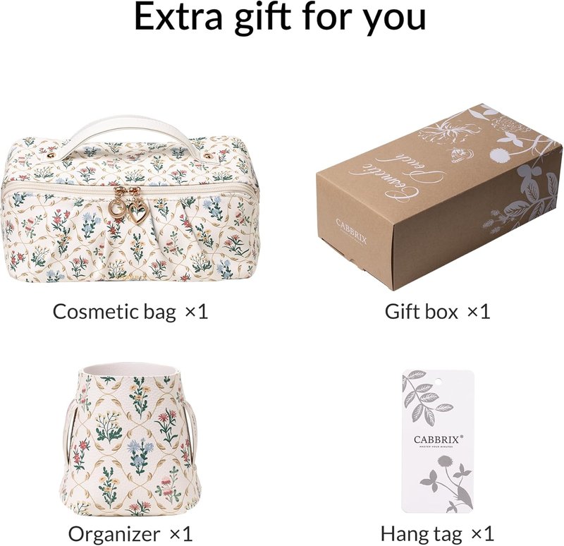Large Capacity Floral Makeup Bag Organizer - Perfect for Cosmetics, Skincare & Travel Essentials