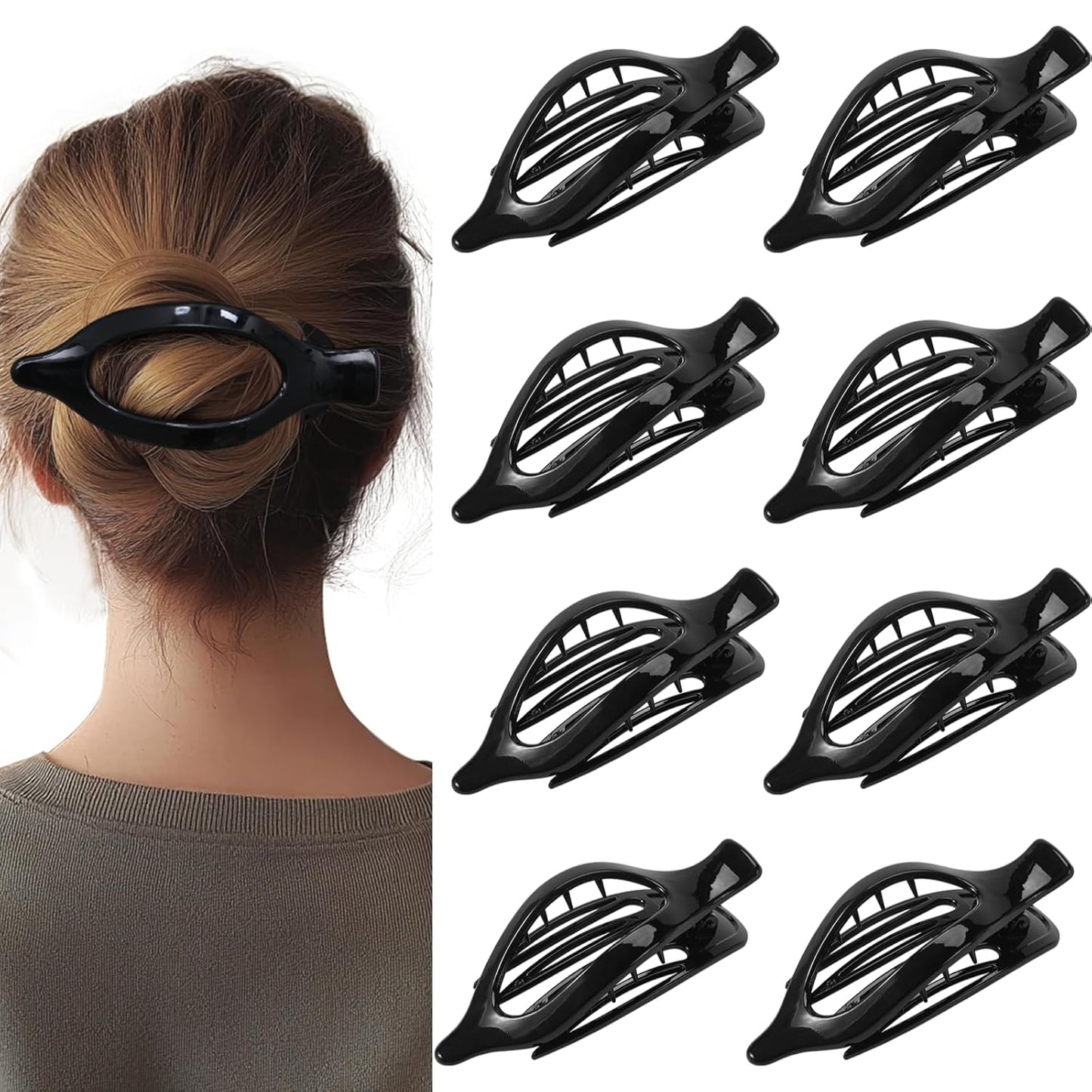 Flat Hair Clips for Women - 8 Pack Matte No Crease Claw Clips | Strong Hold for Thick & Thin Hair