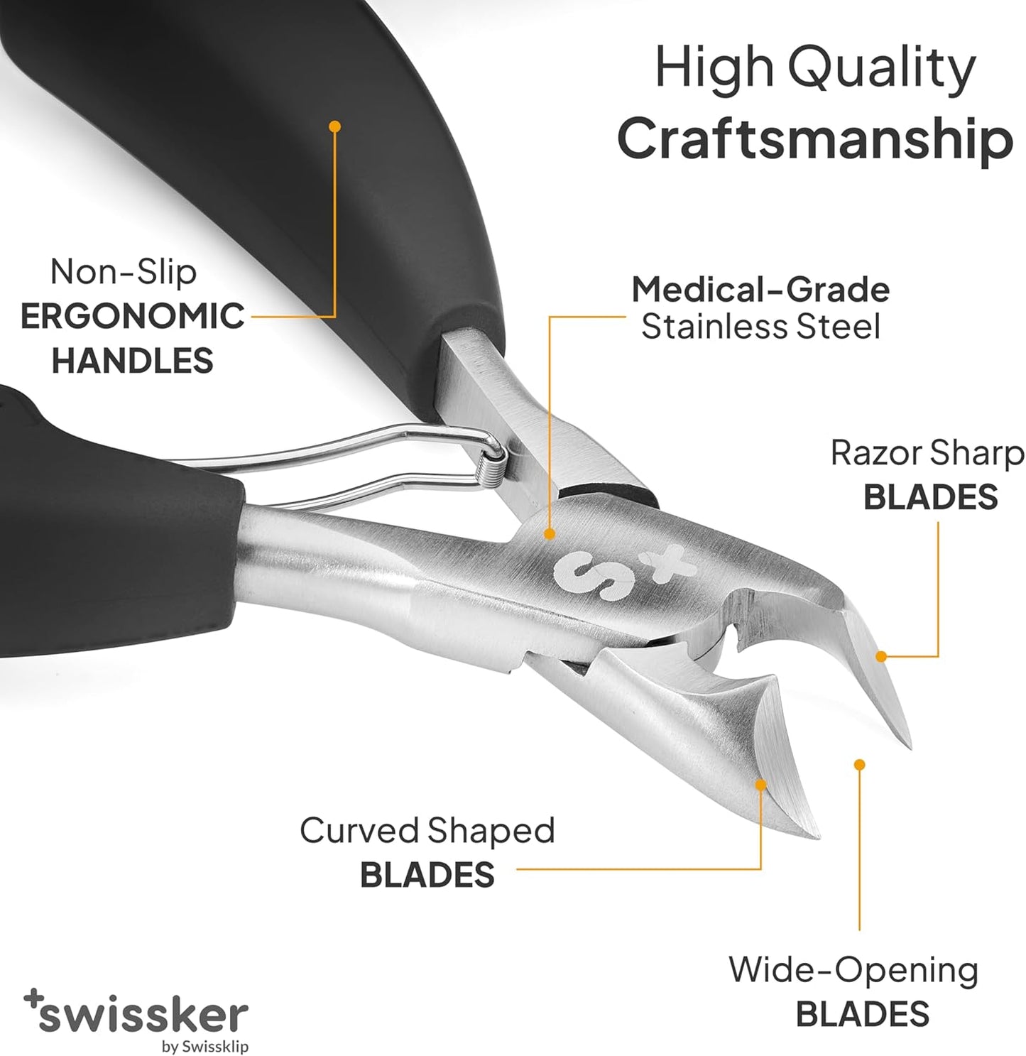 Swissker Heavy Duty Toenail Clippers - Ergonomic Large Nail Cutter for Thick Nails | Professional Long Handle for Seniors