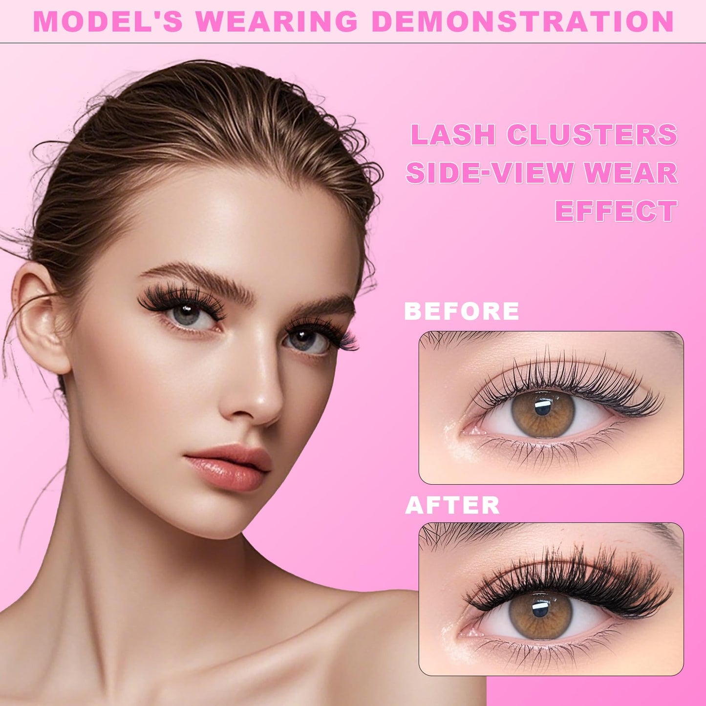 Lash Clusters Wispy 80D Eyelash Clusters D Curly 12-20MM Mix Length Cluster Eyelash Extensions Thick Volume Individual Lashes Clusters DIY Eye Lash Extension 3D Eyelashes Clusters Wispy By MOONKALI
