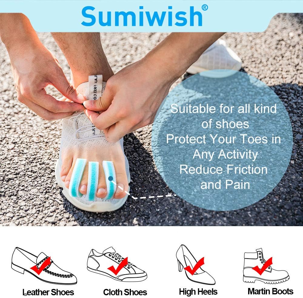 Foam Toe Separators - 10 Pack Breathable Toe Spacers for Pain Relief | Overlapping Toes Corrector - Blue