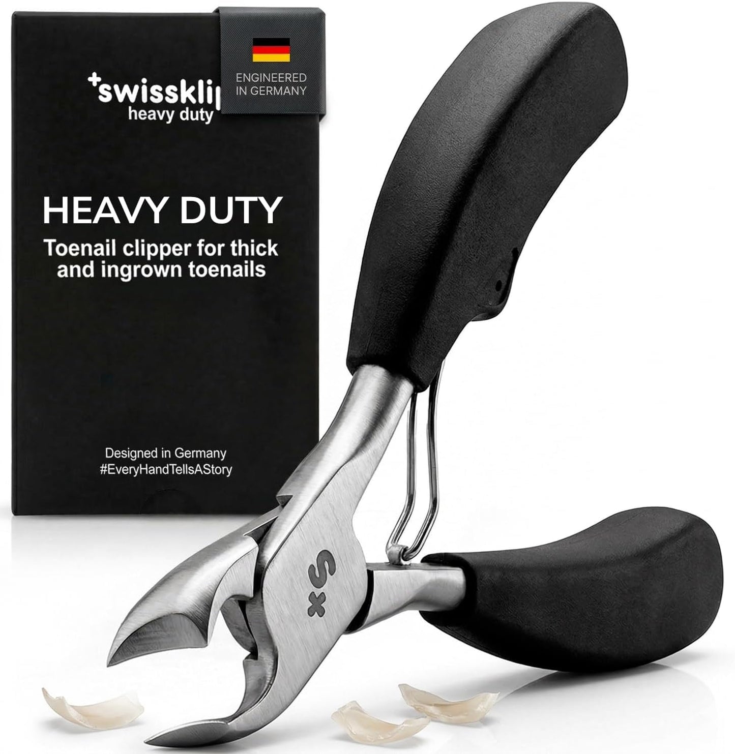 Swissker Heavy Duty Toenail Clippers - Ergonomic Large Nail Cutter for Thick Nails | Professional Long Handle for Seniors