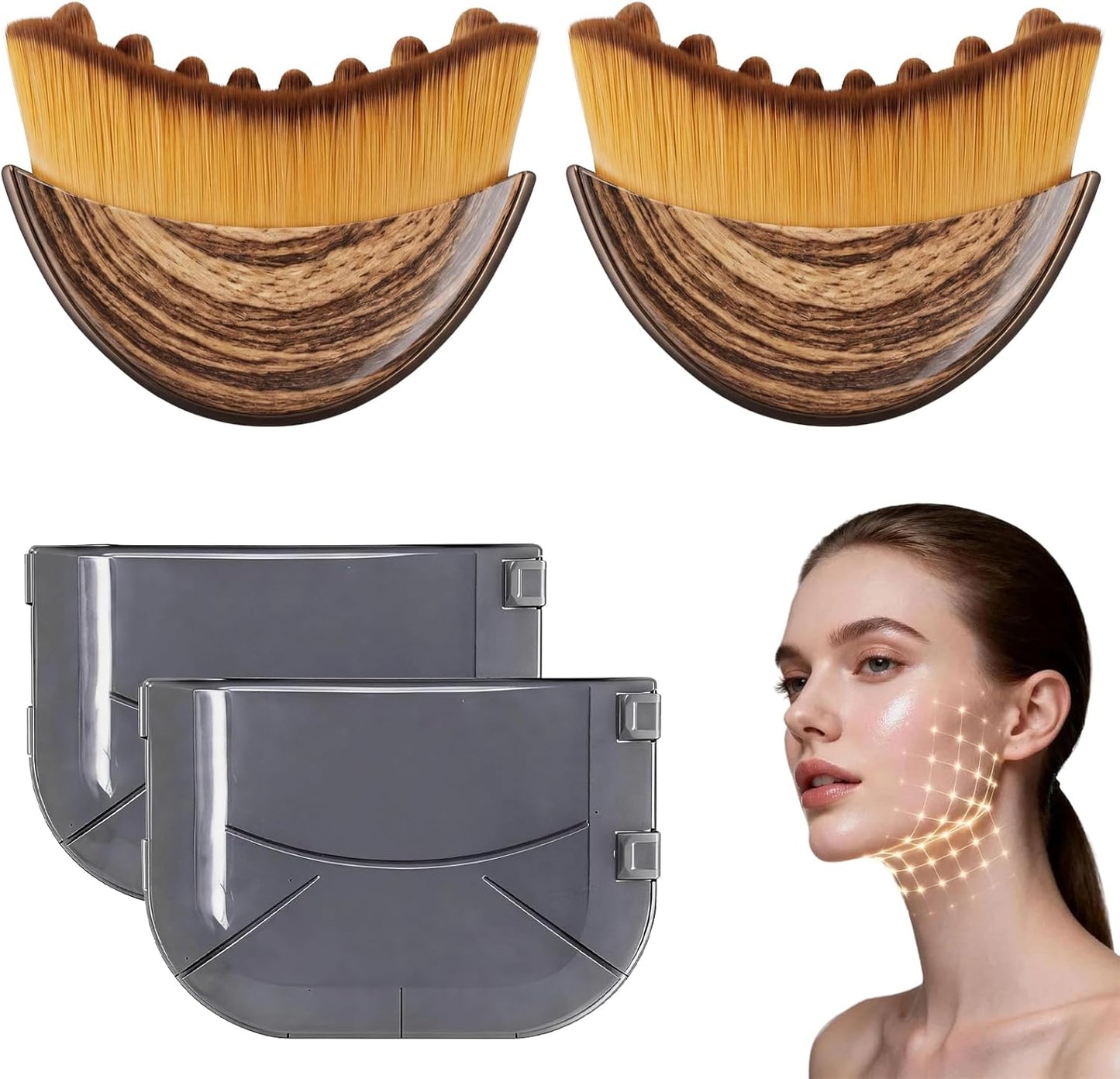 Lymphatic Drainage Face Brush Set - Soft Bristles for Sculpting & Reducing Puffiness | Hypoallergenic Ergonomic Design