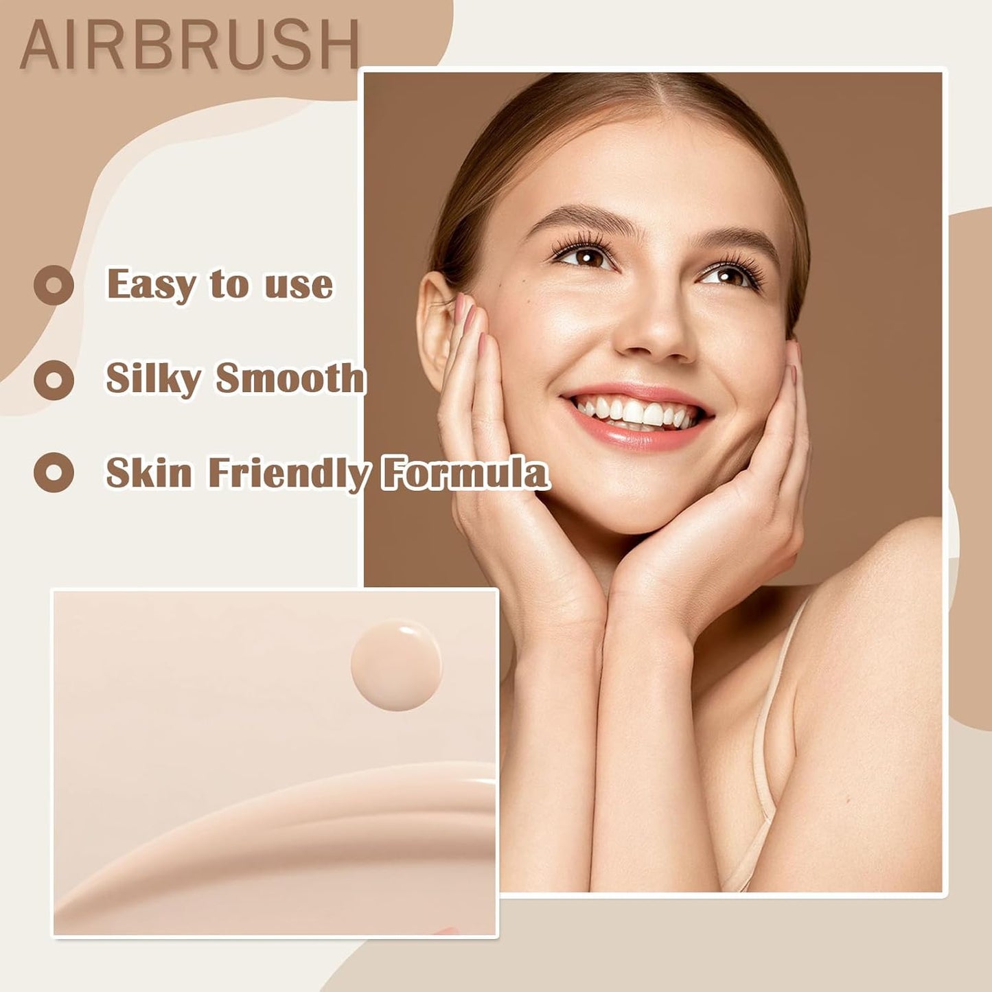 Airbrush Foundation Makeup - Silk Flawless Sunscreen Setting Spray for Radiant Skin | Moisturizing Anti-Aging Formula (Beige)