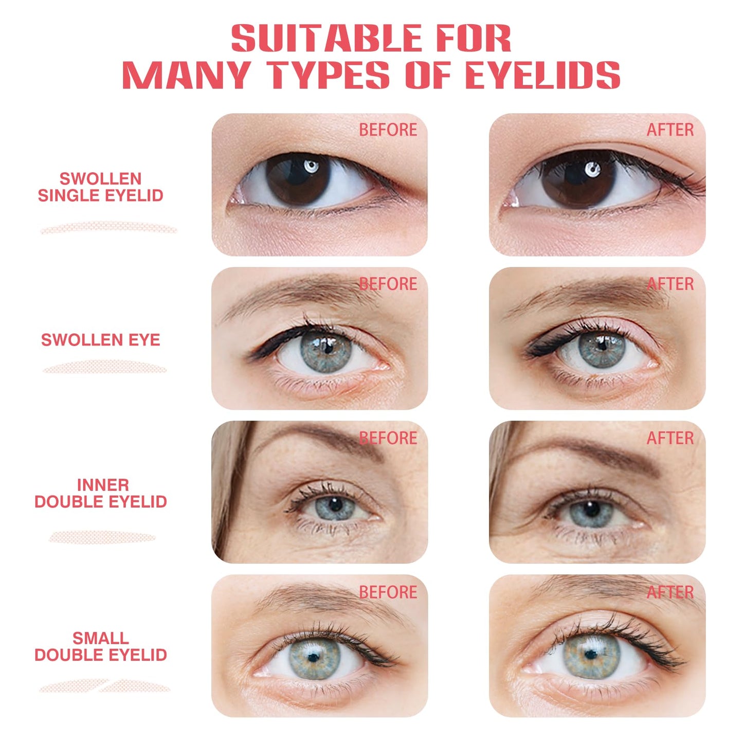 Eyelid Tape, Instant Invisible Eyelid Lifter Strips Ultra-Thin Breathable long-lasting Double Eyelid Tape for Hooded, Droopy, Uneven, Mono-eyelids-New upgrade. (Skin color, 640Pcs（pack of 1))