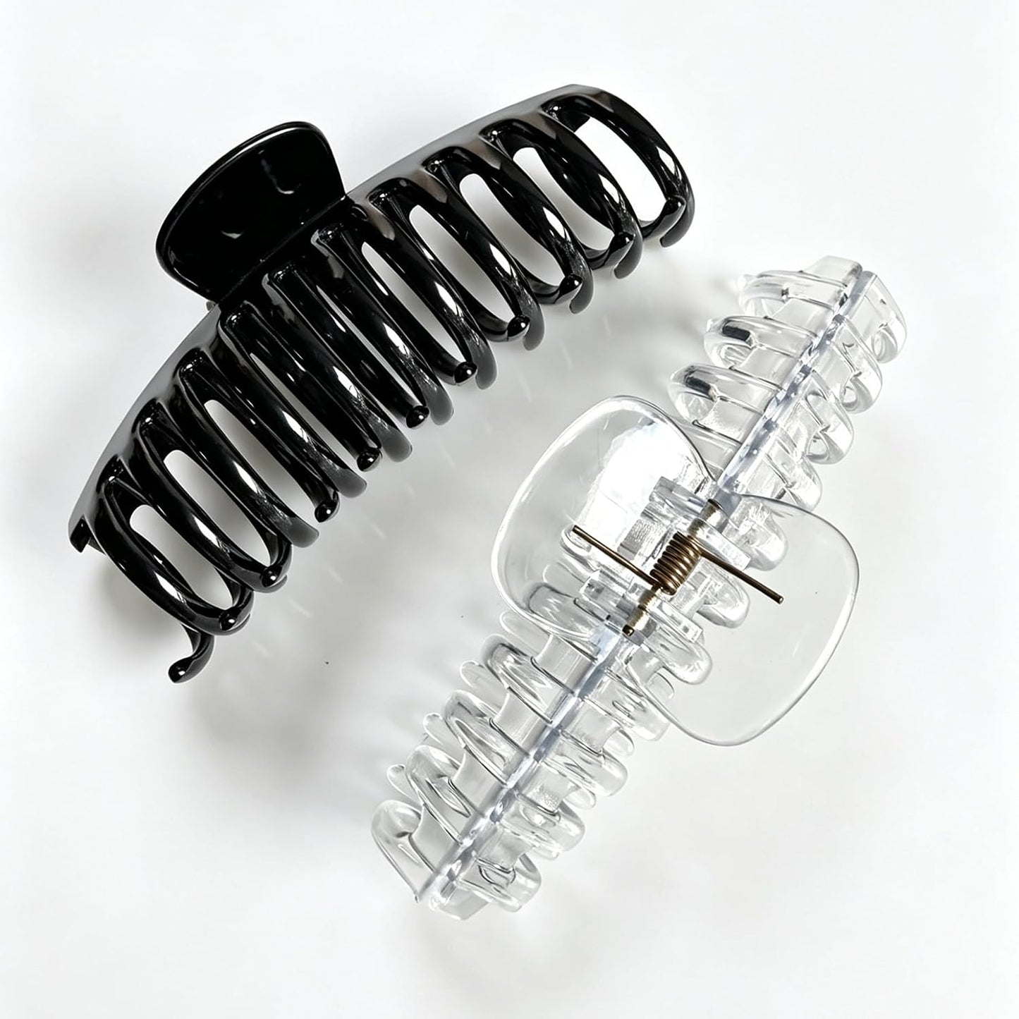 Jumbo Hair Clips for Thick Hair - Long Butterfly Accessories | 5.5 Inch, 2 Pack (Black & Clear)