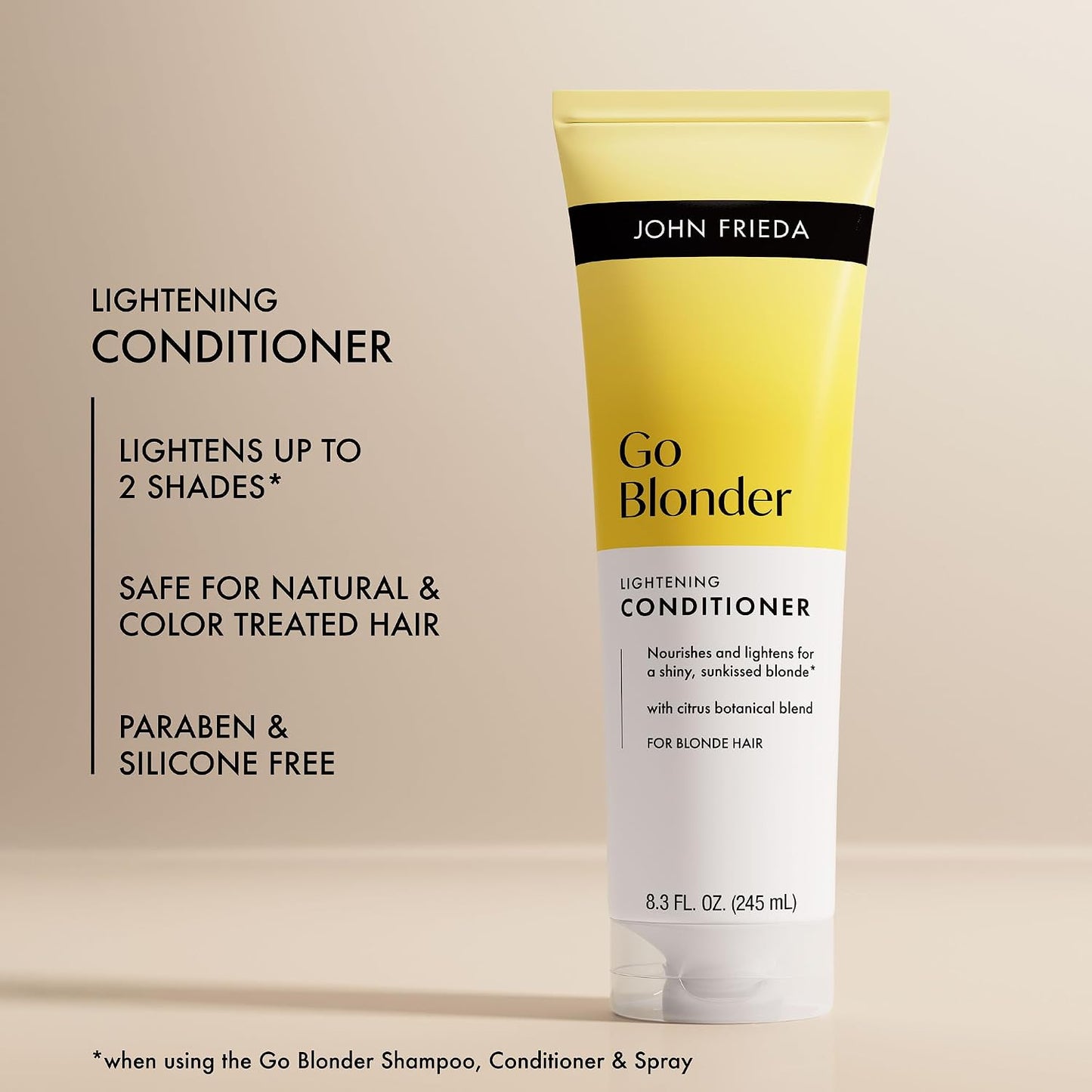 John Frieda Go Blonder Blonde Brightening Conditioner - Hydrating & Shine-Enhancing for Blonde Hair | 8.3 Fl Oz