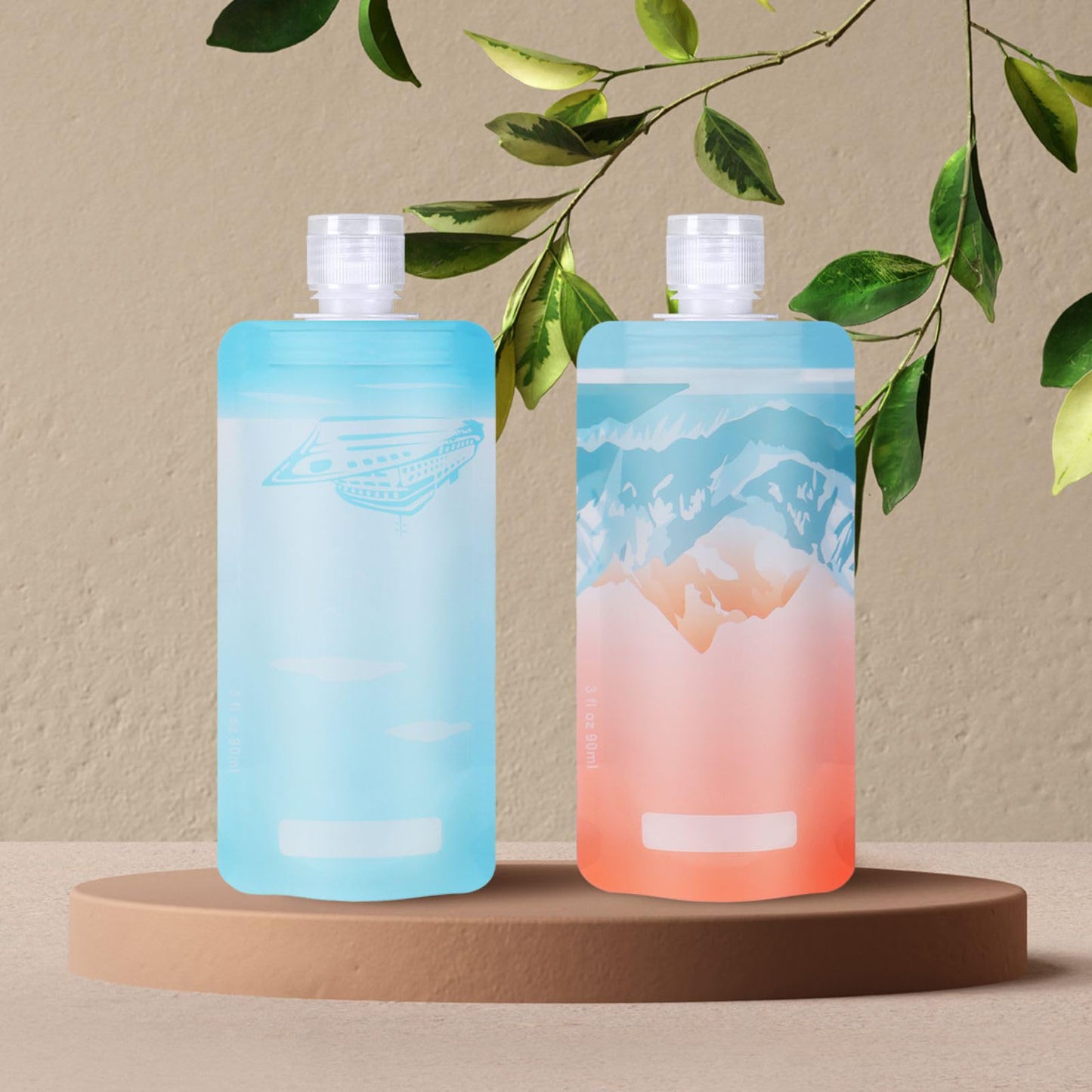 PACKISM 11 Pack Travel Pouches for Toiletries, 90ml 3 oz TSA Approved Liquid Containers, Leak Flat Squeeze Bags for Cruise & Camping, Space Saving Refillable Carriers, Active Mountain Cruise Ship