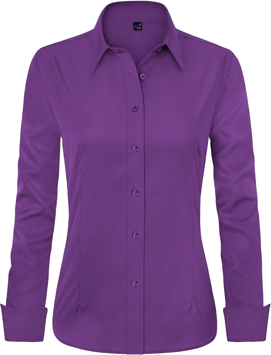 J.VER Women's Long Sleeve Dress Shirt - Wrinkle-Free Business Casual Blouse for Office Work