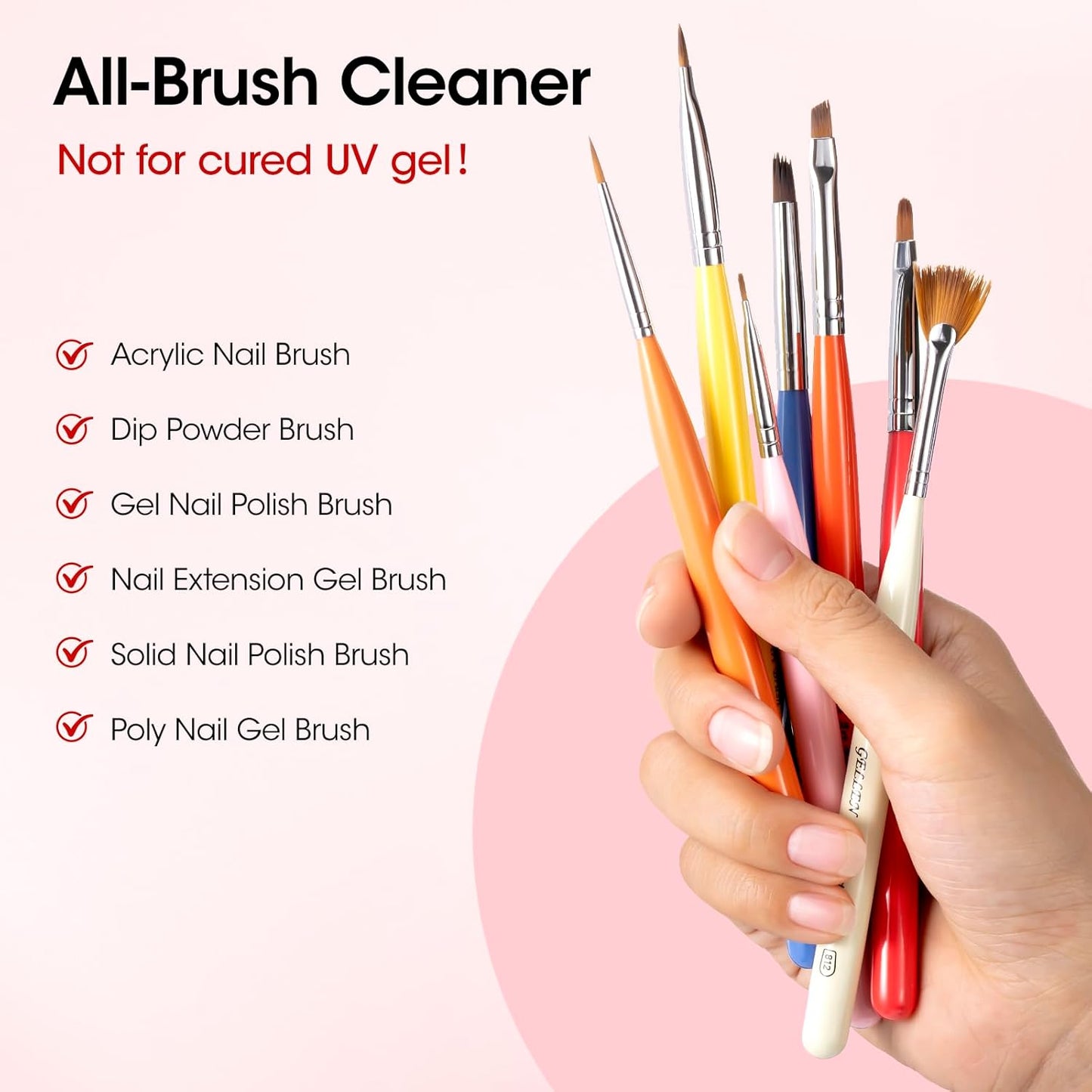 Gellen Nail Brush Cleaner - 130ml Acetone-Free Conditioner for Acrylic & Gel Polish | Oily Formula Restorer