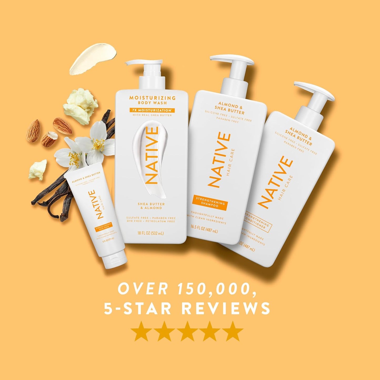 Moisturizing Body Wash - Naturally Derived Ingredients | Sulfate & Paraben Free, Shea Butter & Almond, 18 oz