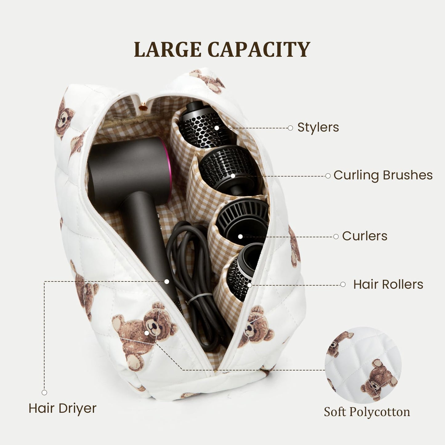 HiTotes Hair Tools Travel Bag Compatible with Dyson Airwrap Cute Floral Travel Case for Shark Flexstyle Hair Tools Organizer