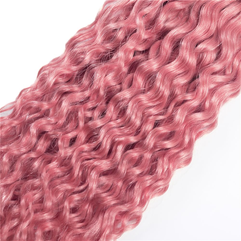 Pink Bundles Human Hair Water Wave Bundles 30 32 34 Inch Unprocessed Brazilian Virgin Hair 3 Bundle 50 Gram Per Bundle Deals Quick Weave Hair Extensions