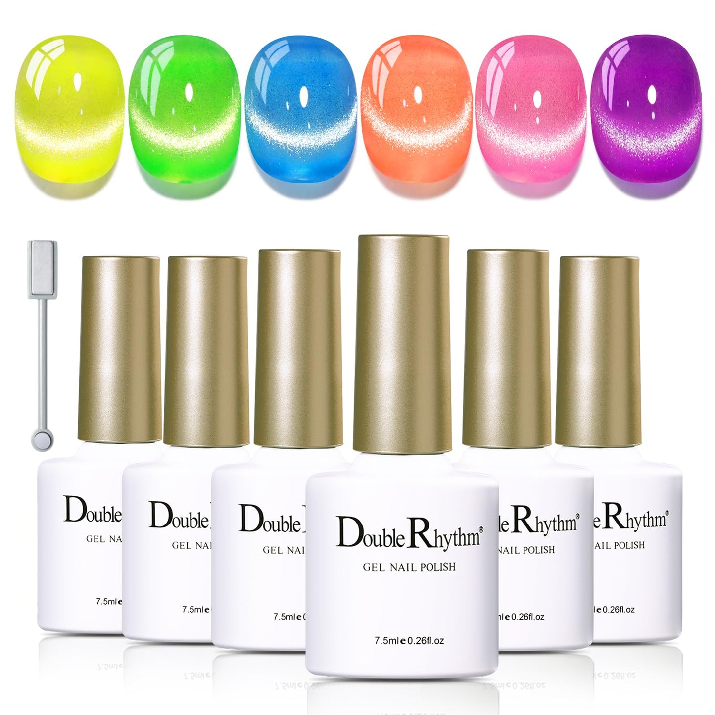 Cat Eye Gel Polish Set - 6 Shimmering Colors with Magnetic Holographic Effect | UV Nail Art Kit