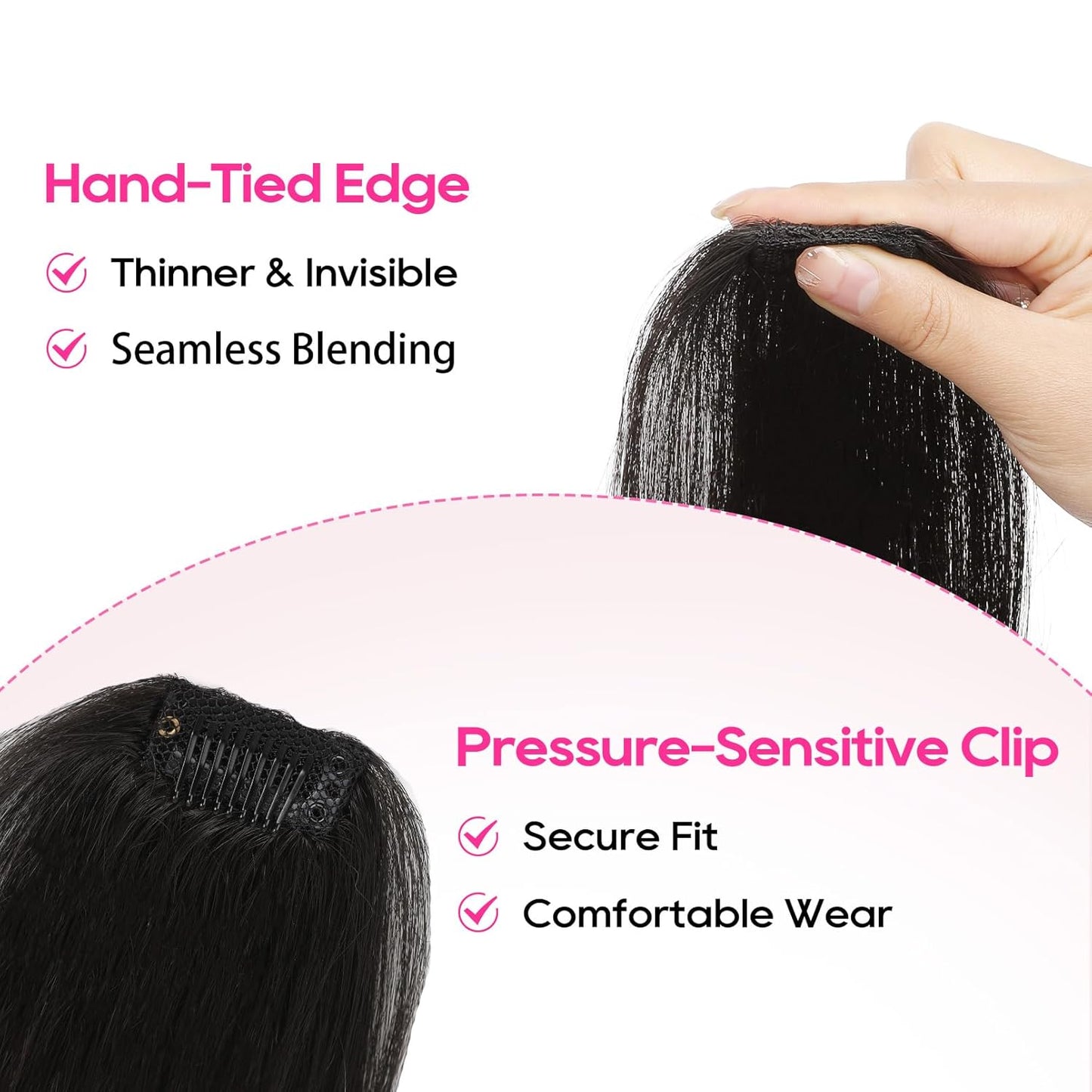 Clip In Hair Volumizer - 12 Inch Thick Hairpieces for Extra Volume | Off Black, 2PCS