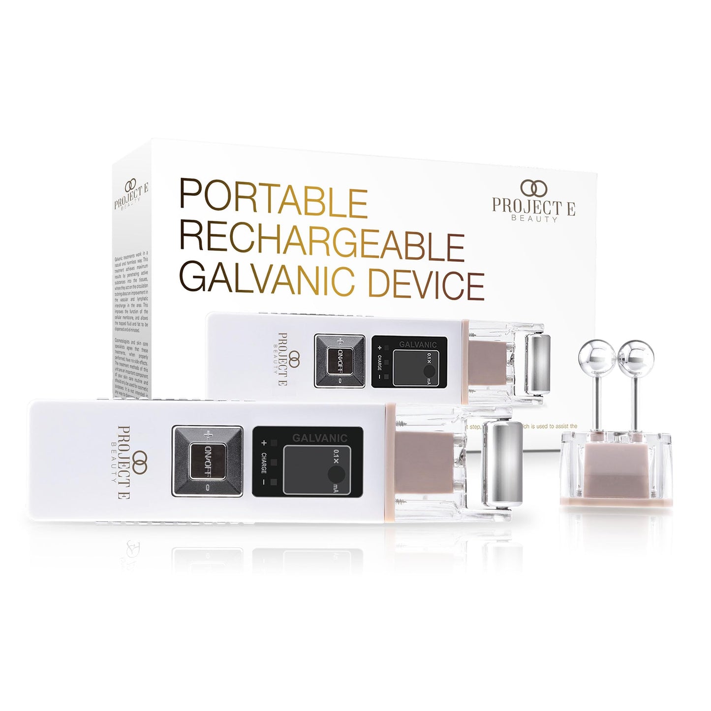 Project E Beauty Portable Rechargeable Galvanic Device | Skin Care Reduce Wrinkles Skin Tightening Firming Fine Lines Desincrustation Deep Pore Cleansing Rejuvenation Device