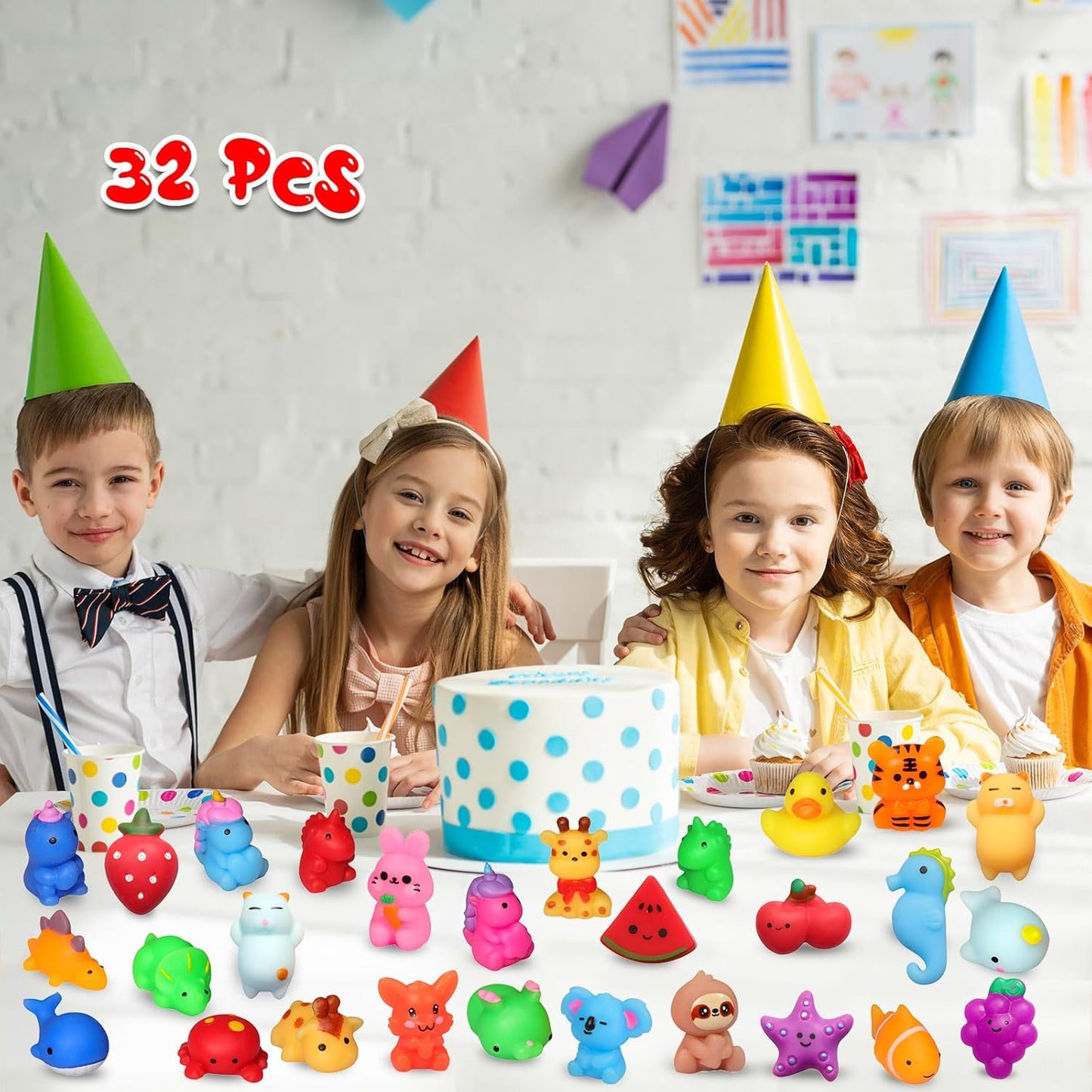 Mochi Squishy Toys - 28 Pack Kawaii Cat Slow Rising Animals | Perfect Party Favors & Stress Relievers