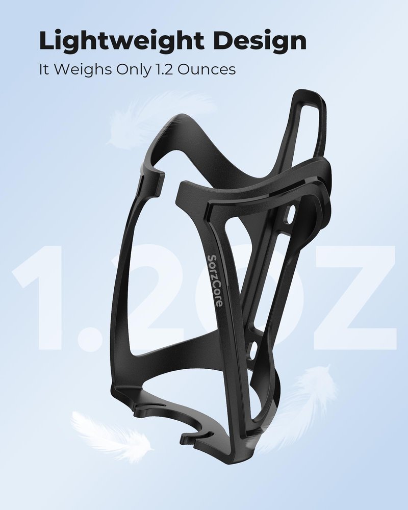 SorzCore Bike Water Bottle Holder,1.2oz Lightweight Design,Sturdy Bike Cup Holder,Bicycle Bottle Cages with Screws Tool,Cycling Bike Water Bottle Cage for 2.76-3.94 inches Diameter Bottles,Black