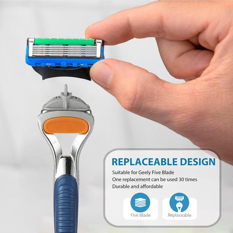Replace Handle Compatible with Gillette Fusion5 Razors for Men, Comfort Glide Razor Handle Non-Slip Ergonomic Handles, Only the Handle(1 Pack Blue)