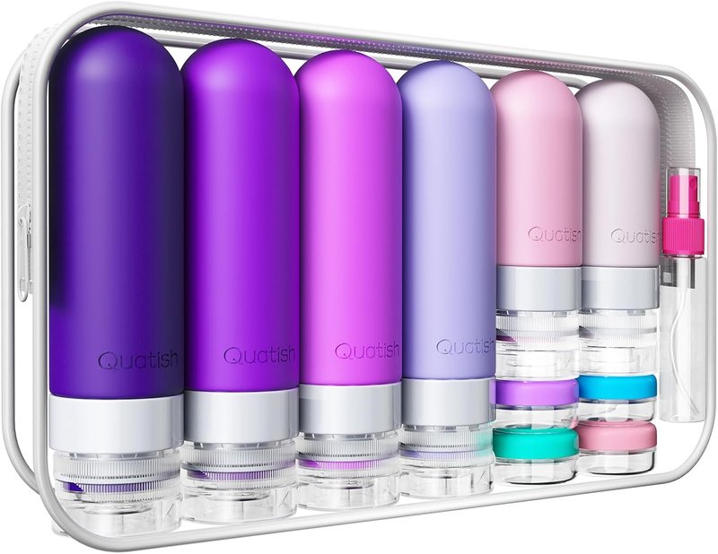 Travel Bottles for Toiletries - TSA Approved Leak Proof Silicone Containers | 20 Pack, Purple
